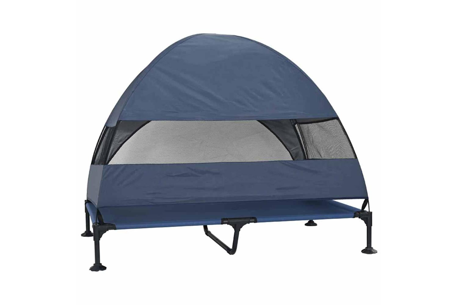 Raised Dog Bed Navy Blue 127 X 81 X 108 Cm Fabric And Steel-6