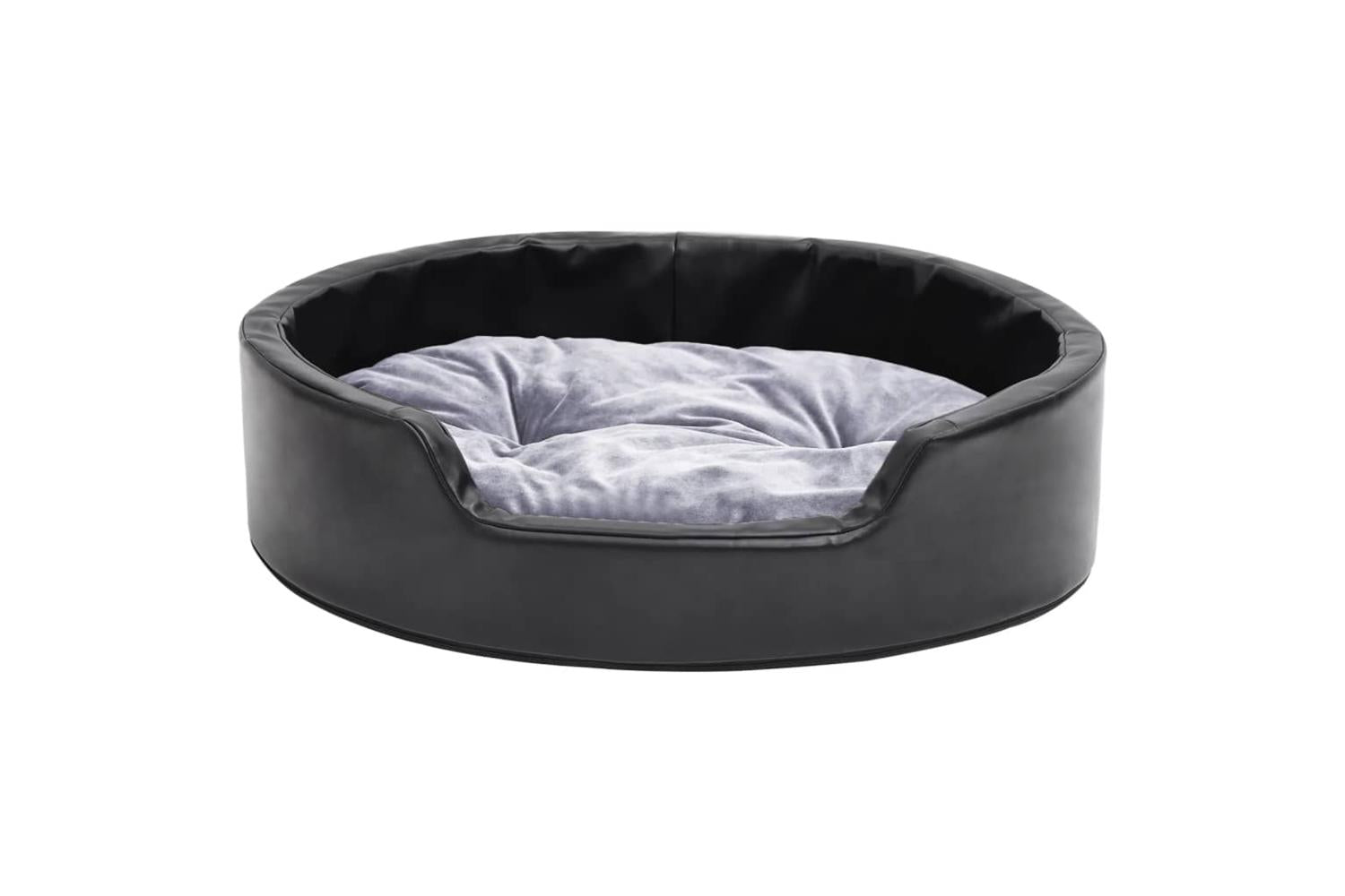 Dog Bed Black And Grey 69x59x19 Cm Plush And Faux Leather-3