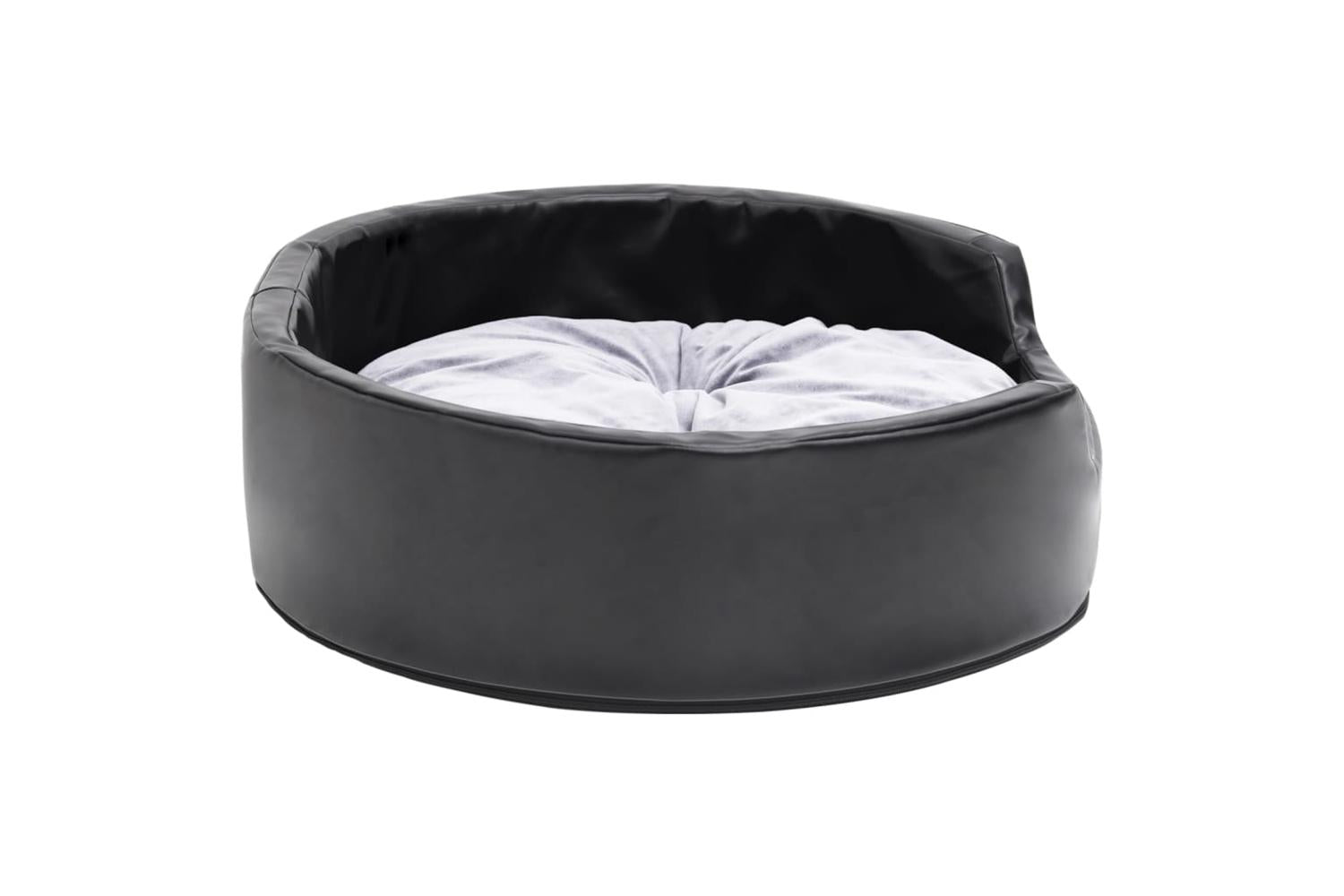 Dog Bed Black And Grey 69x59x19 Cm Plush And Faux Leather-4