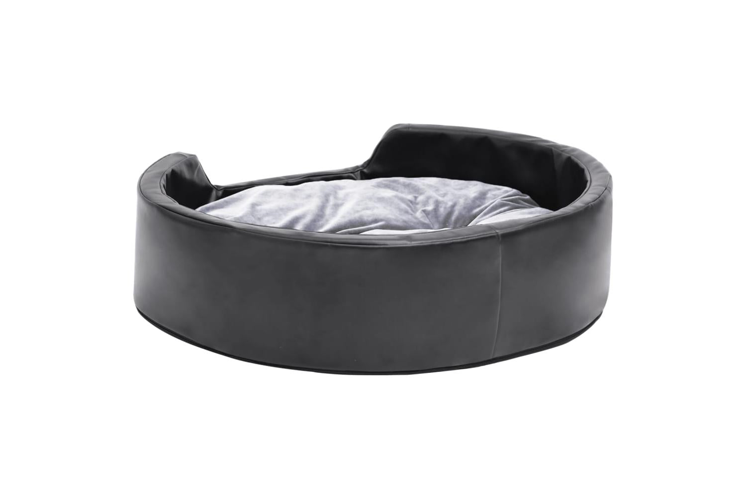 Dog Bed Black And Grey 69x59x19 Cm Plush And Faux Leather-5