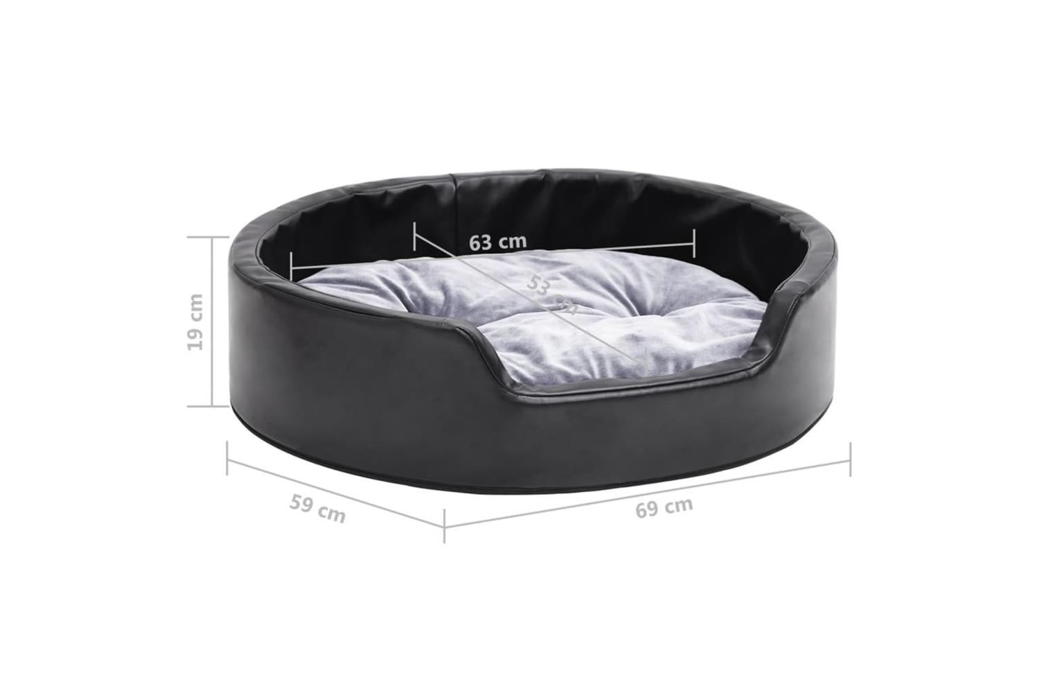 Dog Bed Black And Grey 69x59x19 Cm Plush And Faux Leather-8