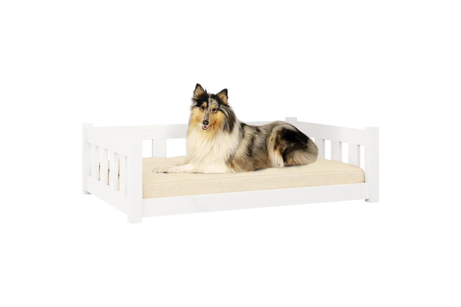 Dog Bed White 955x655x28 Cm Solid Wood Pine-3