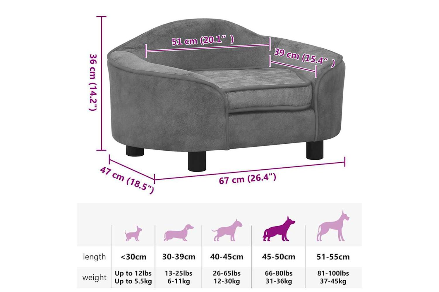 Dog Sofa Grey 67x47x36 Cm Plush-8