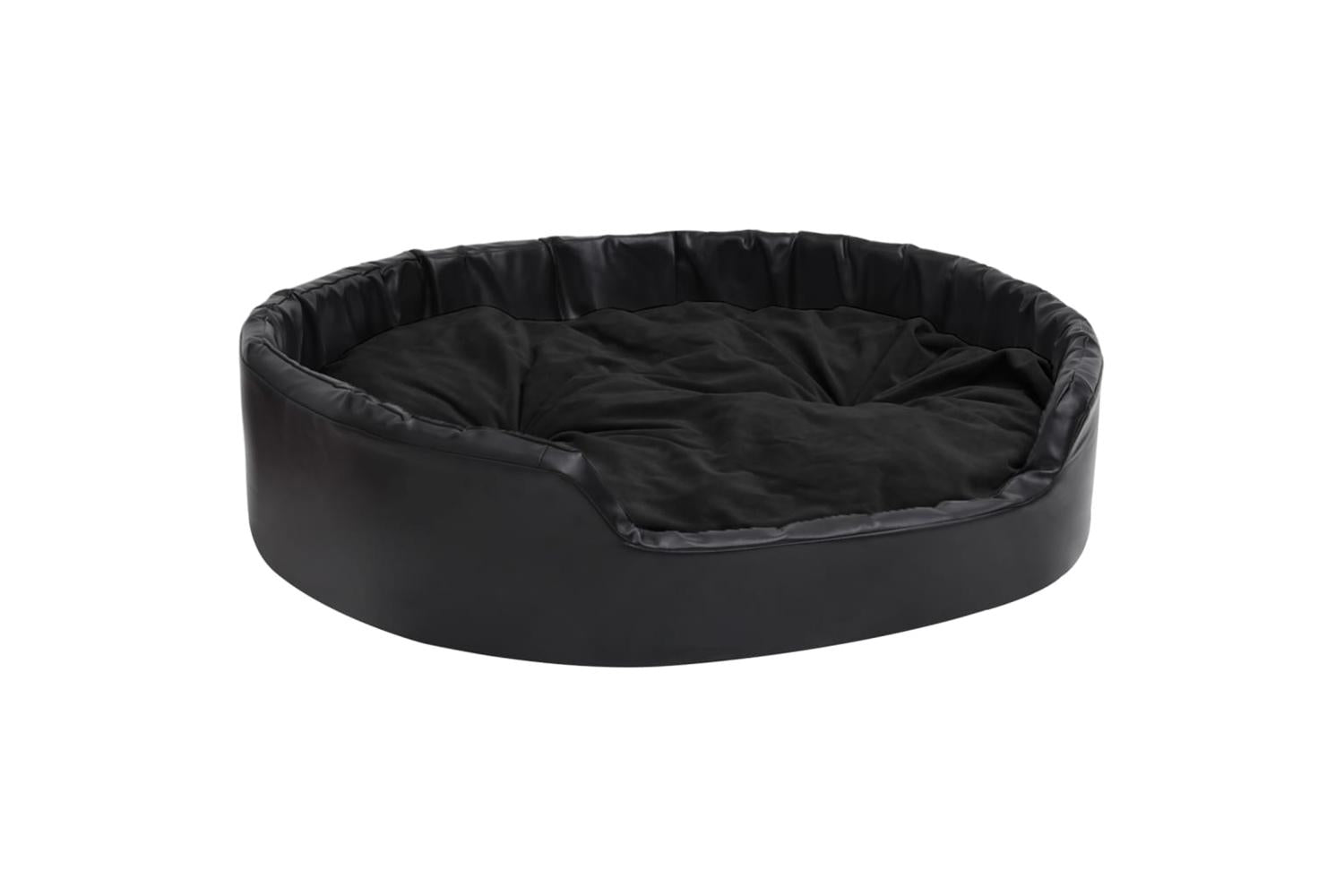 Dog Bed Black 99x89x21 Cm Plush And Faux Leather-2
