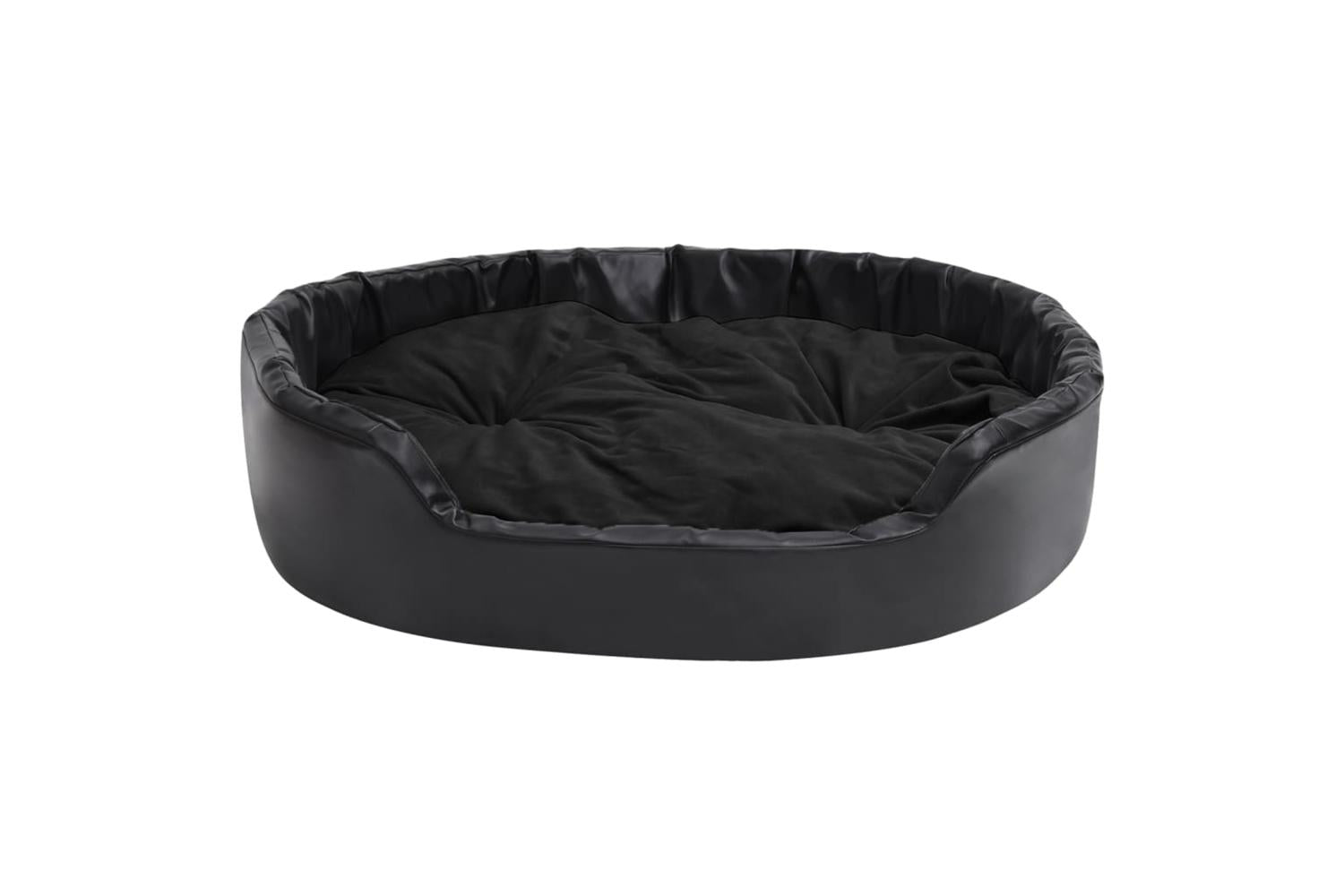 Dog Bed Black 99x89x21 Cm Plush And Faux Leather-5