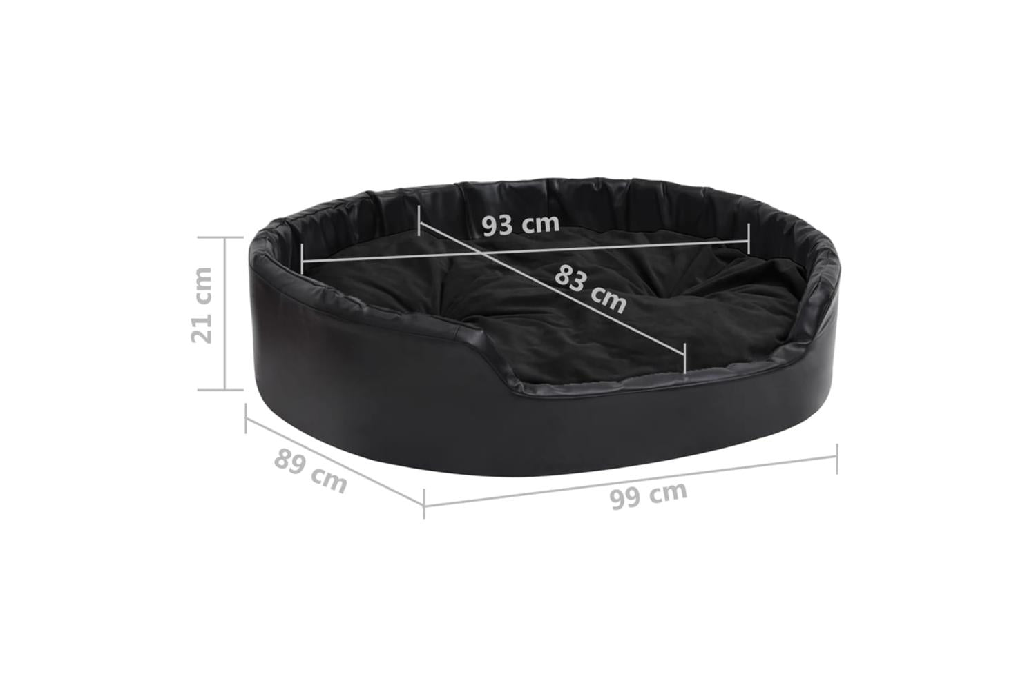 Dog Bed Black 99x89x21 Cm Plush And Faux Leather-8