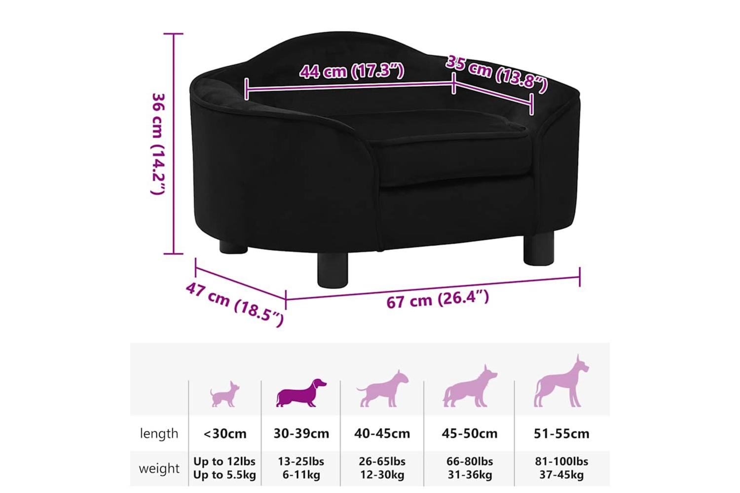 Dog Sofa Black 67x47x36 Cm Plush-8