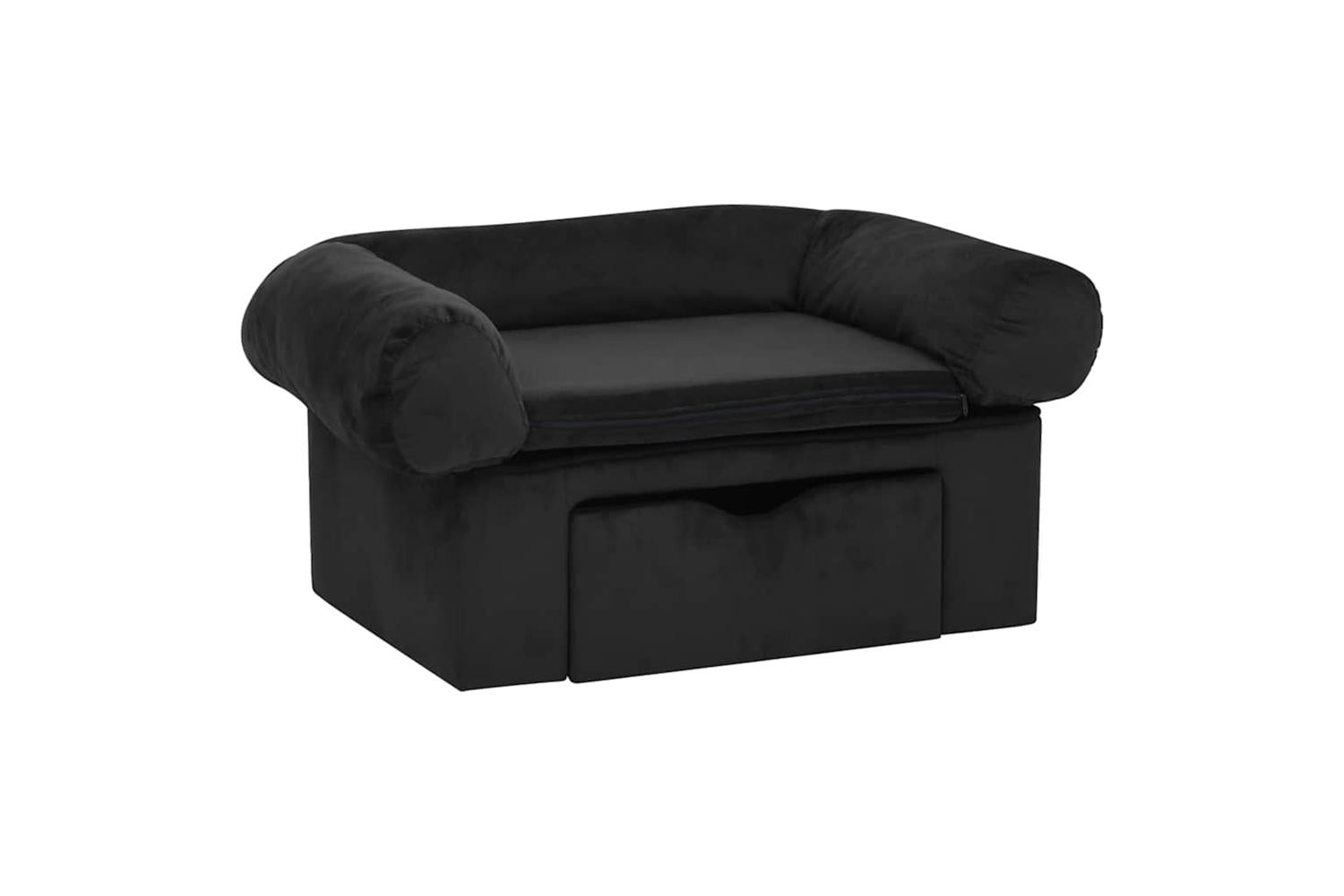 Dog Sofa With Drawer Black 75x50x38 Cm Plush-2