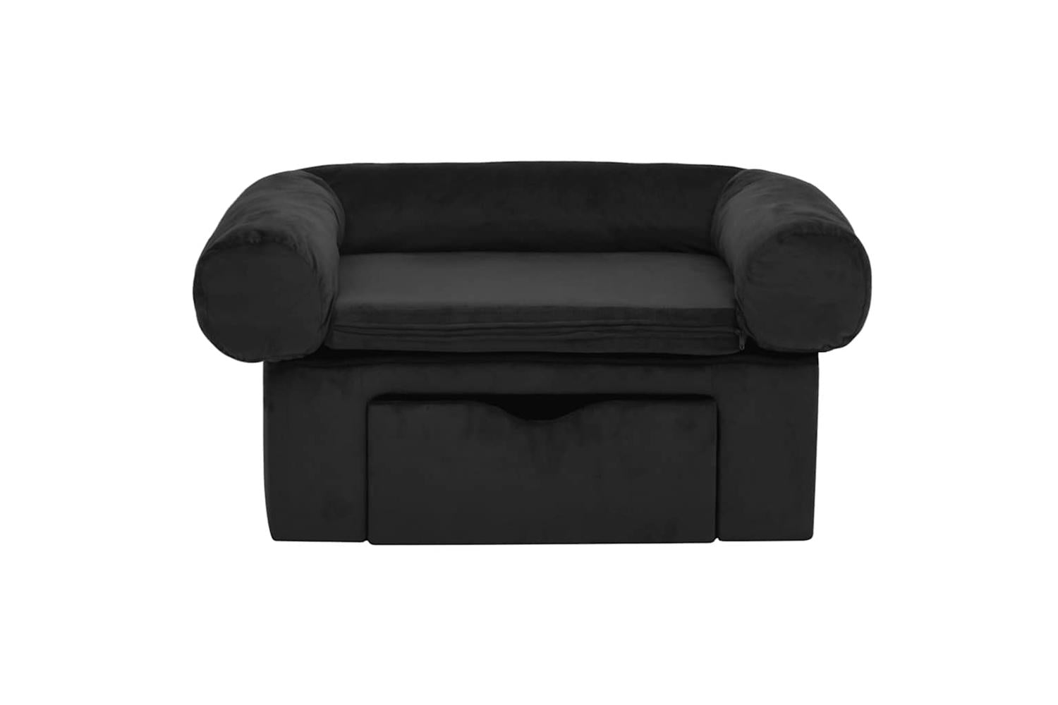 Dog Sofa With Drawer Black 75x50x38 Cm Plush-3