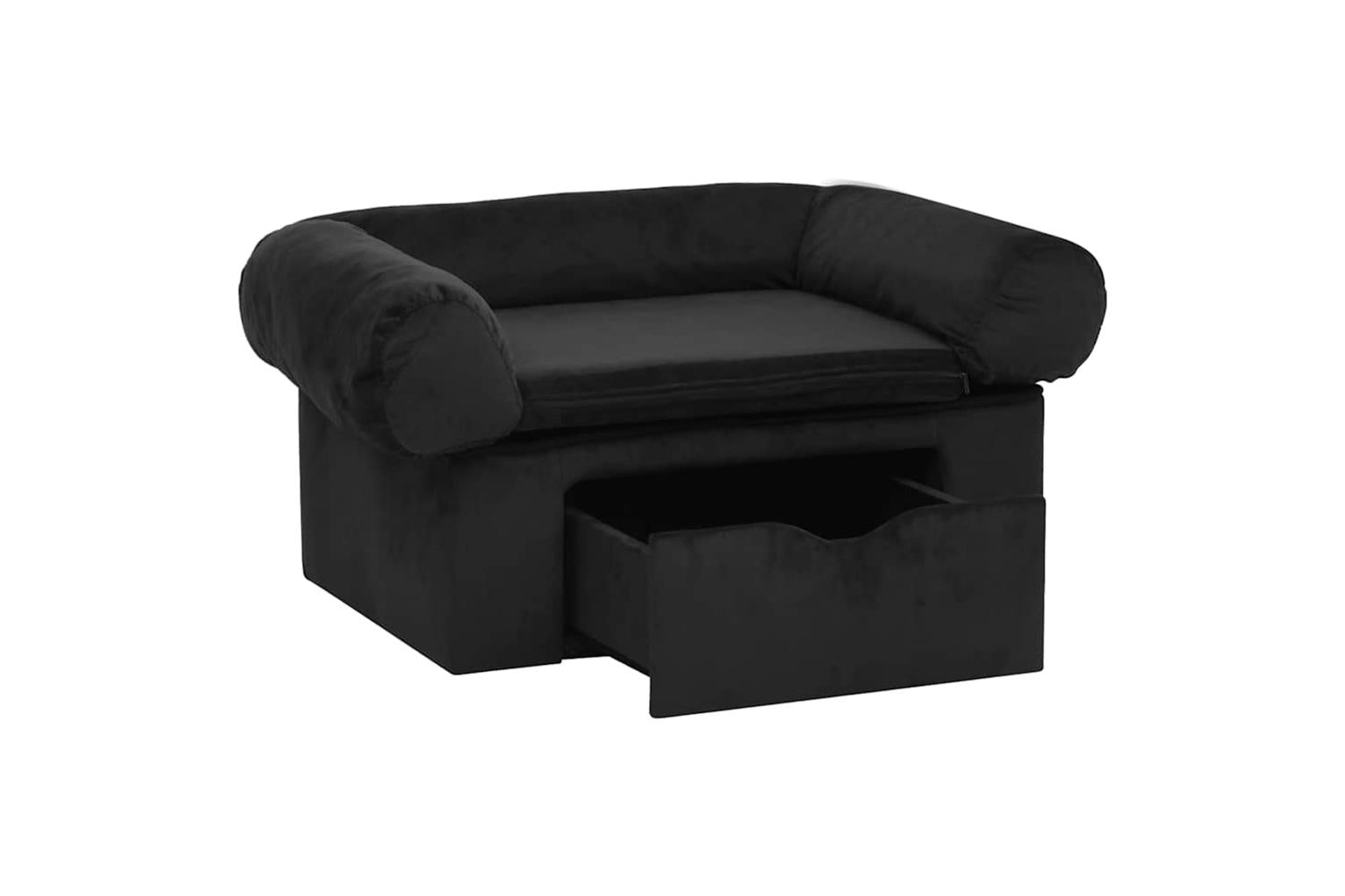 Dog Sofa With Drawer Black 75x50x38 Cm Plush-4
