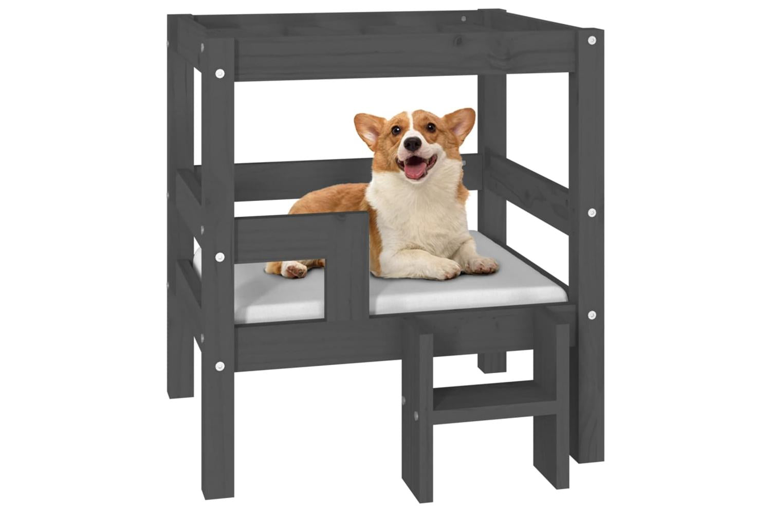 Dog Bed Grey 555x535x60 Cm Solid Wood Pine-4