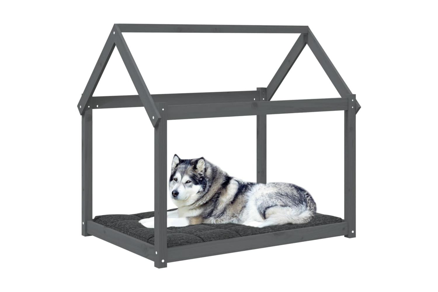 Dog Bed Grey 111x80x100 Cm Solid Wood Pine-4