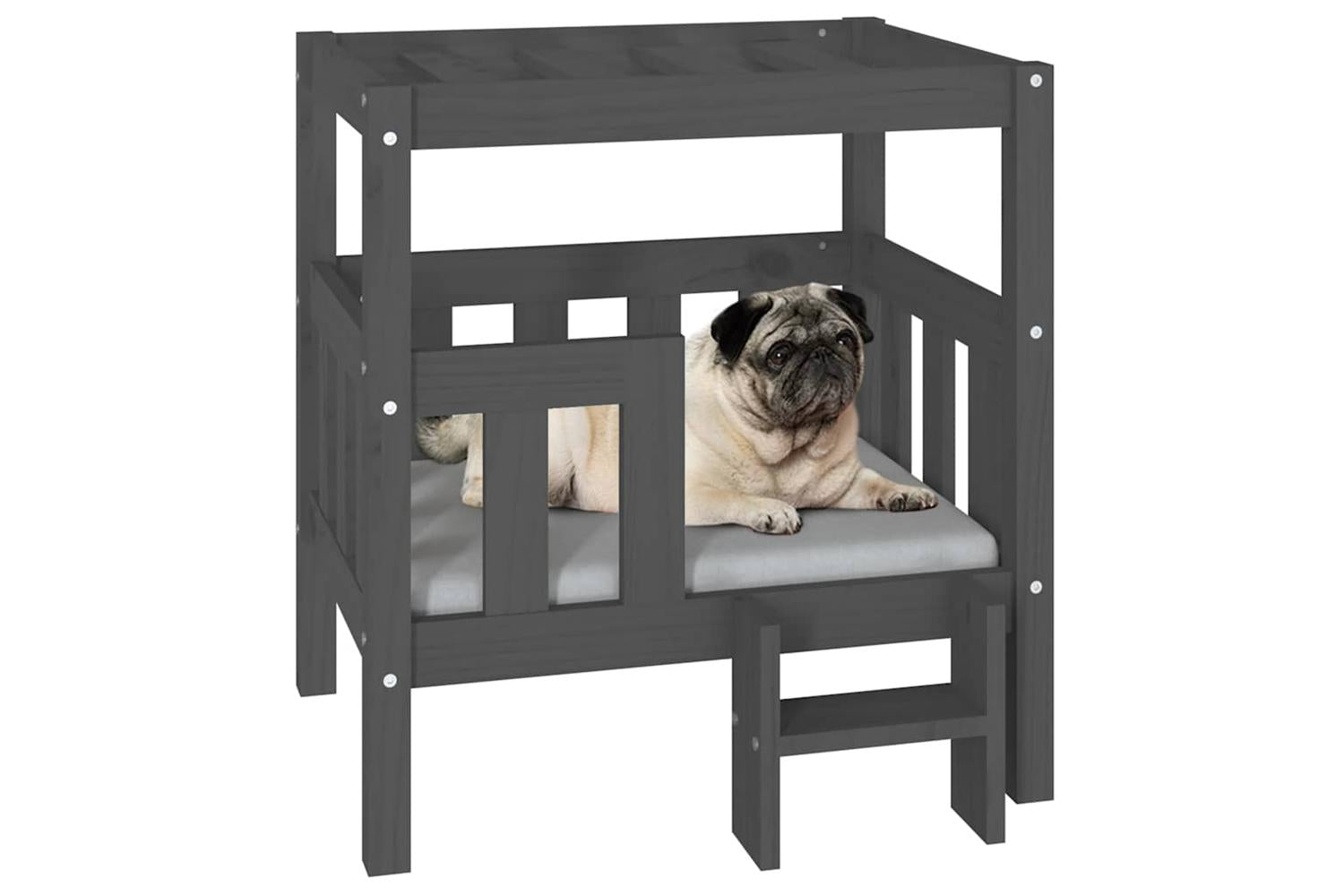 Dog Bed Grey 655x505x70 Cm Solid Wood Pine-4