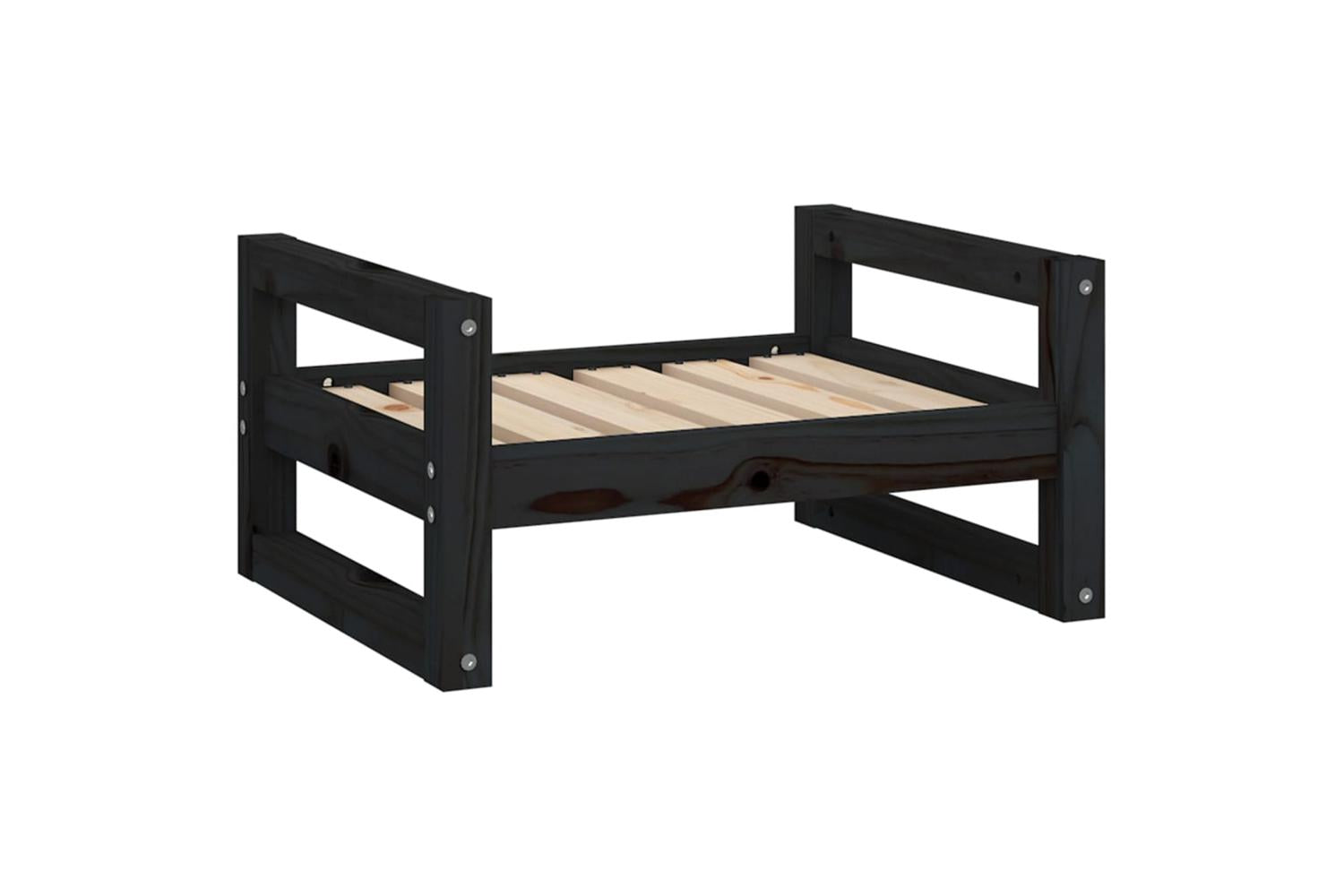 Dog Bed Black 555x455x28 Cm Solid Pine Wood-2