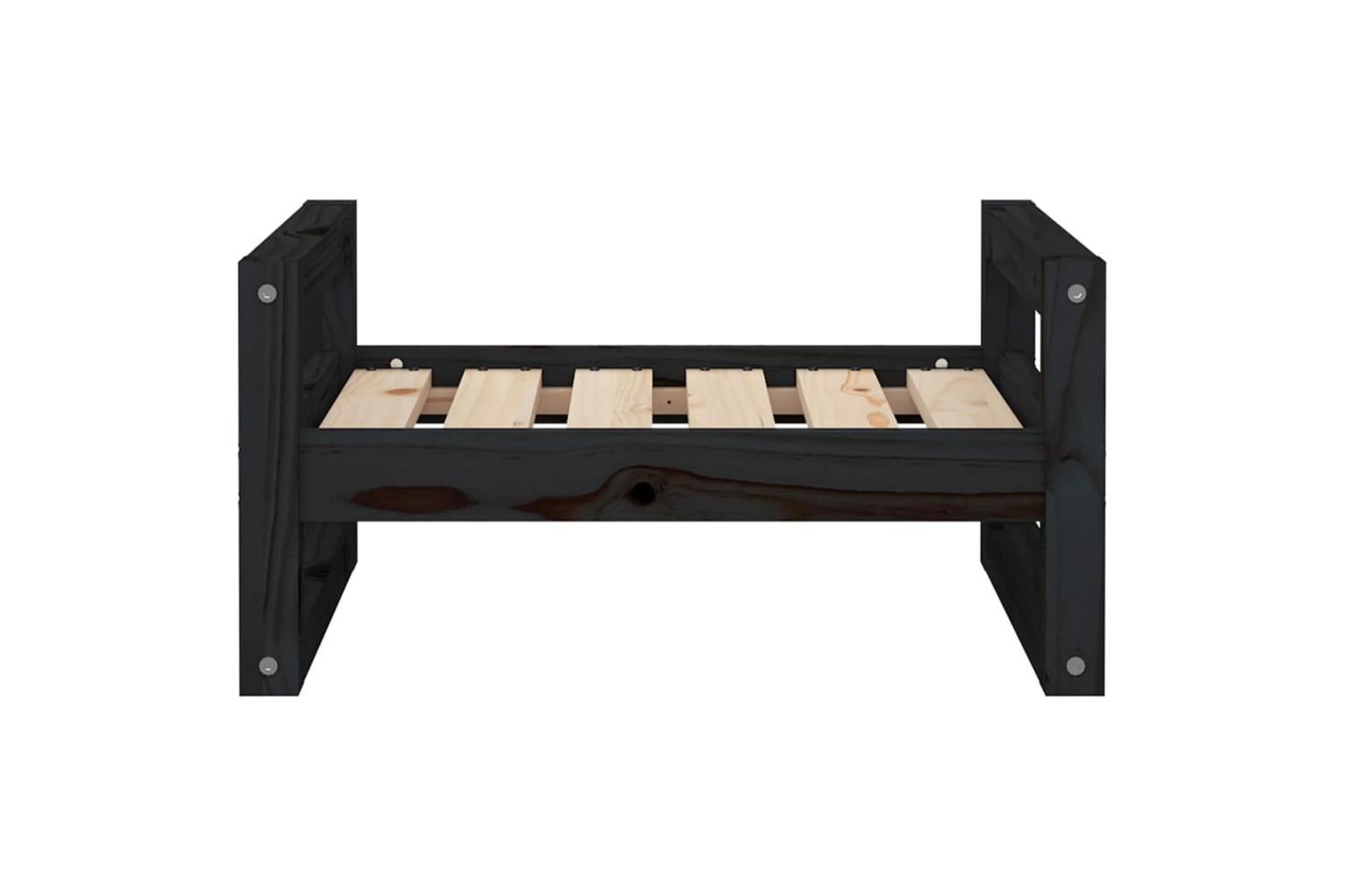 Dog Bed Black 555x455x28 Cm Solid Pine Wood-5