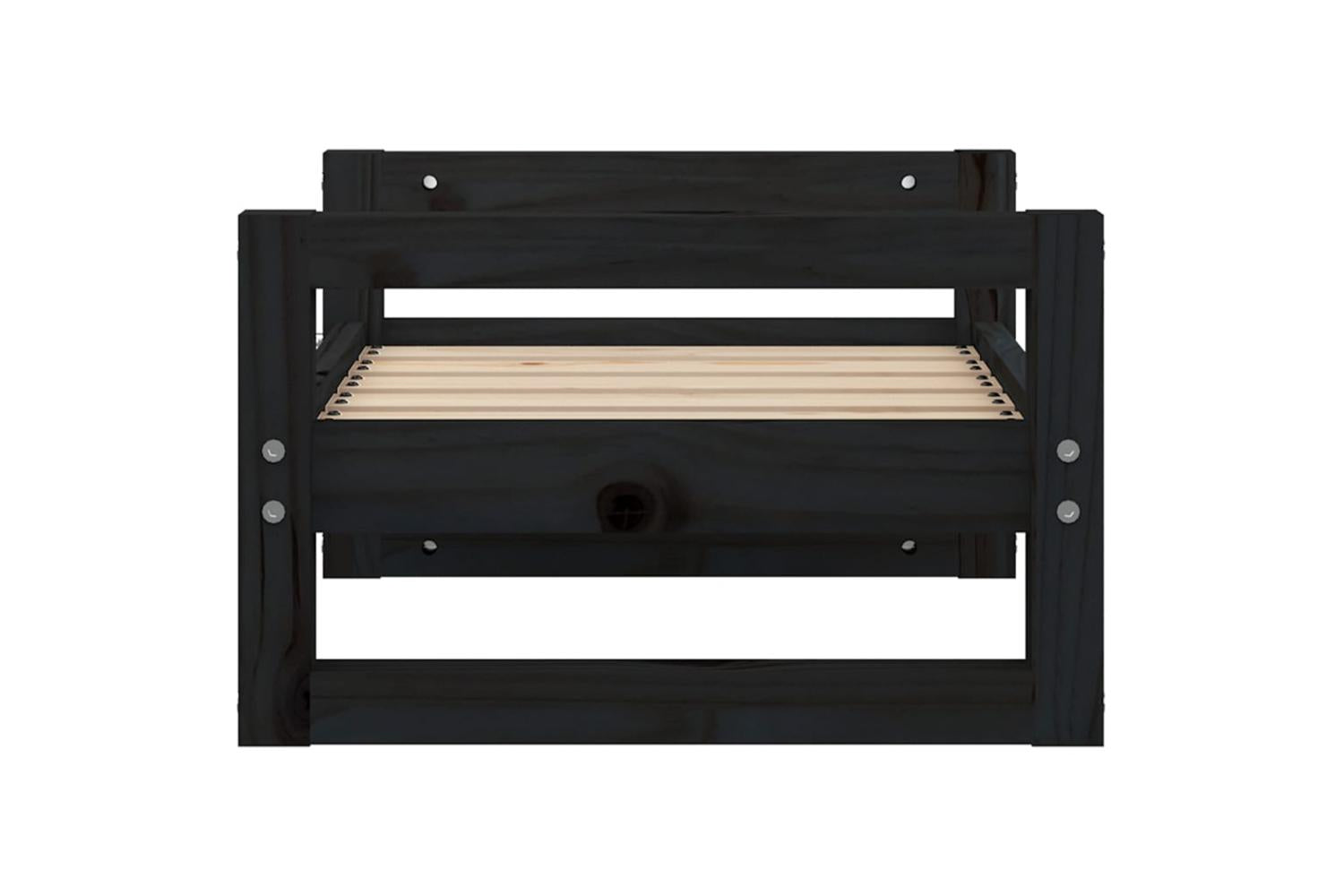 Dog Bed Black 555x455x28 Cm Solid Pine Wood-6