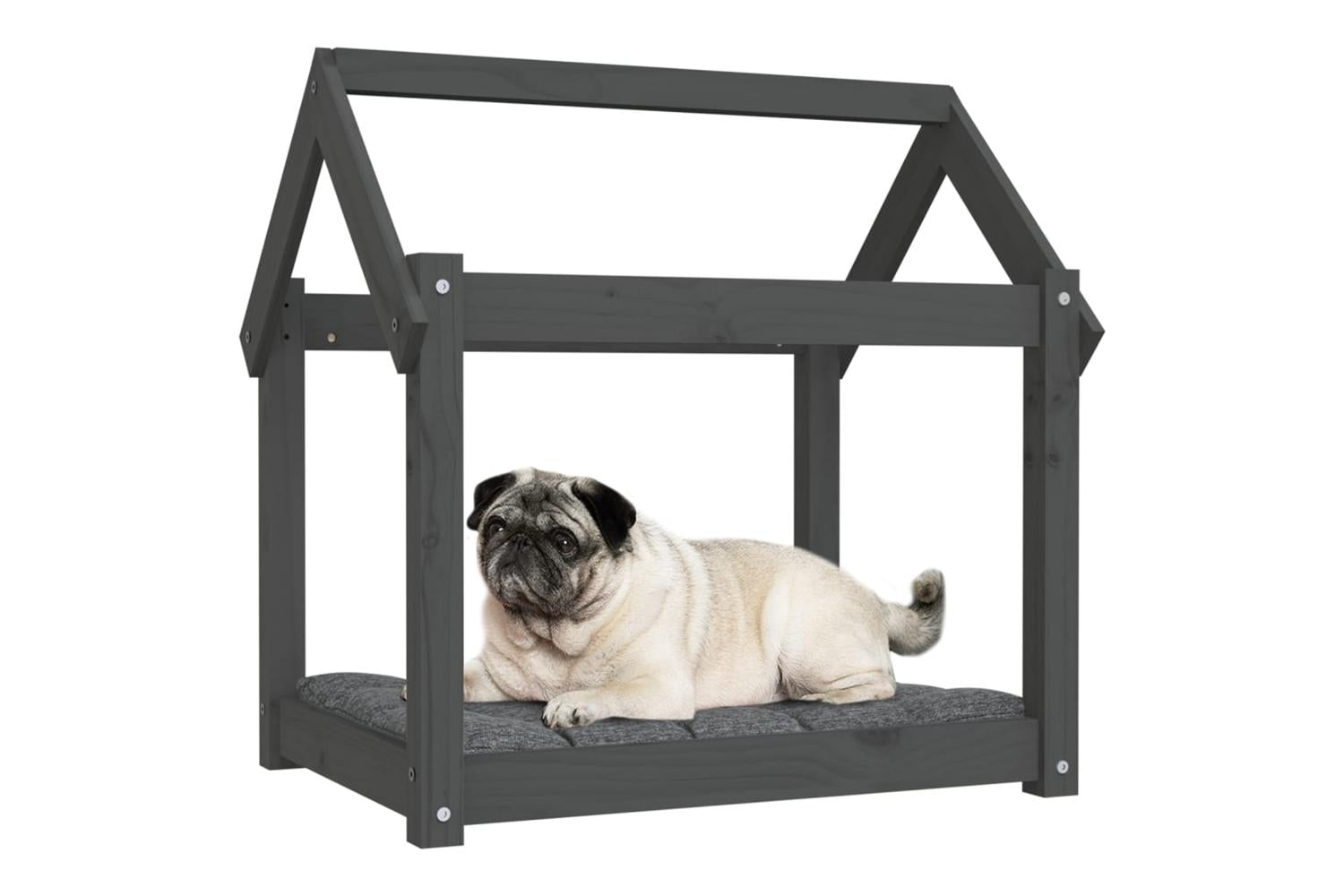 Dog Bed Grey 71x55x70 Cm Solid Wood Pine-4