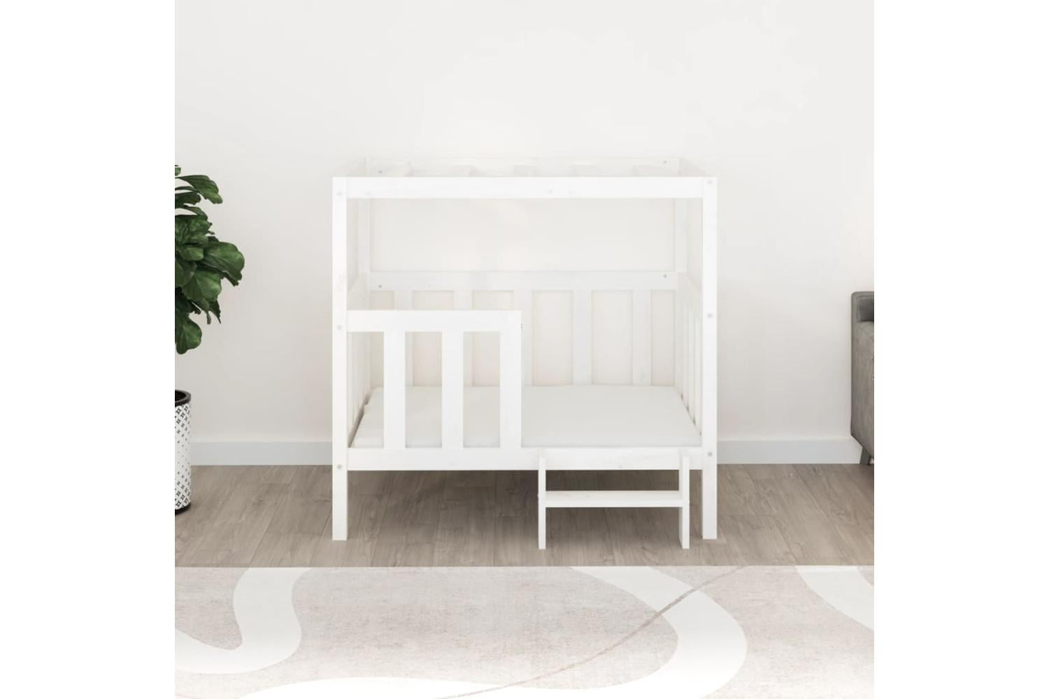 Dog Bed White 1055x835x100 Cm Solid Wood Pine-3