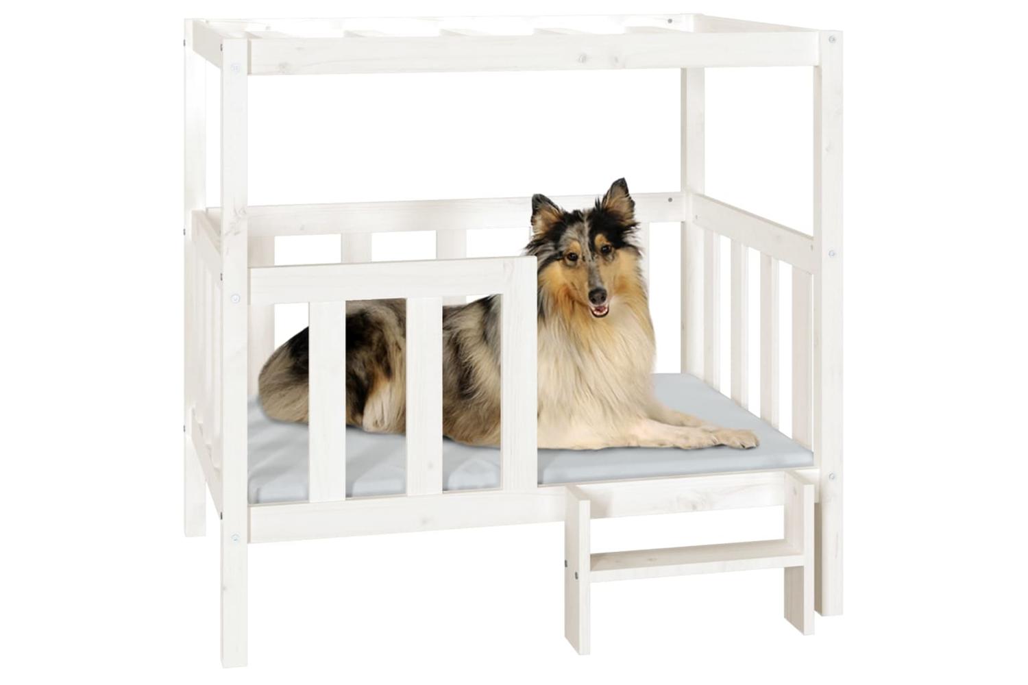 Dog Bed White 1055x835x100 Cm Solid Wood Pine-4