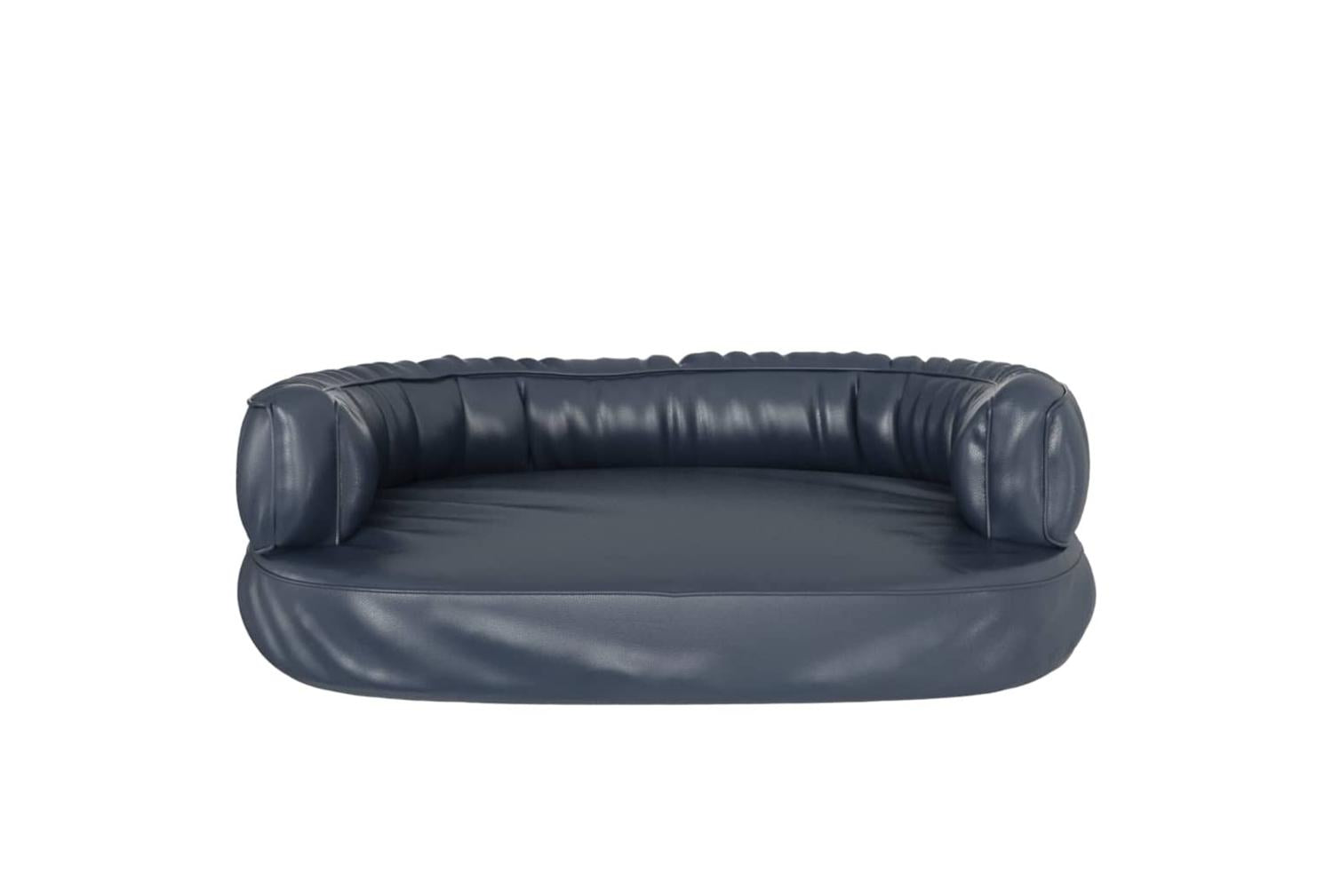 Ergonomic Foam Dog Bed Dark Blue 75x53 Cm Faux Leather-4