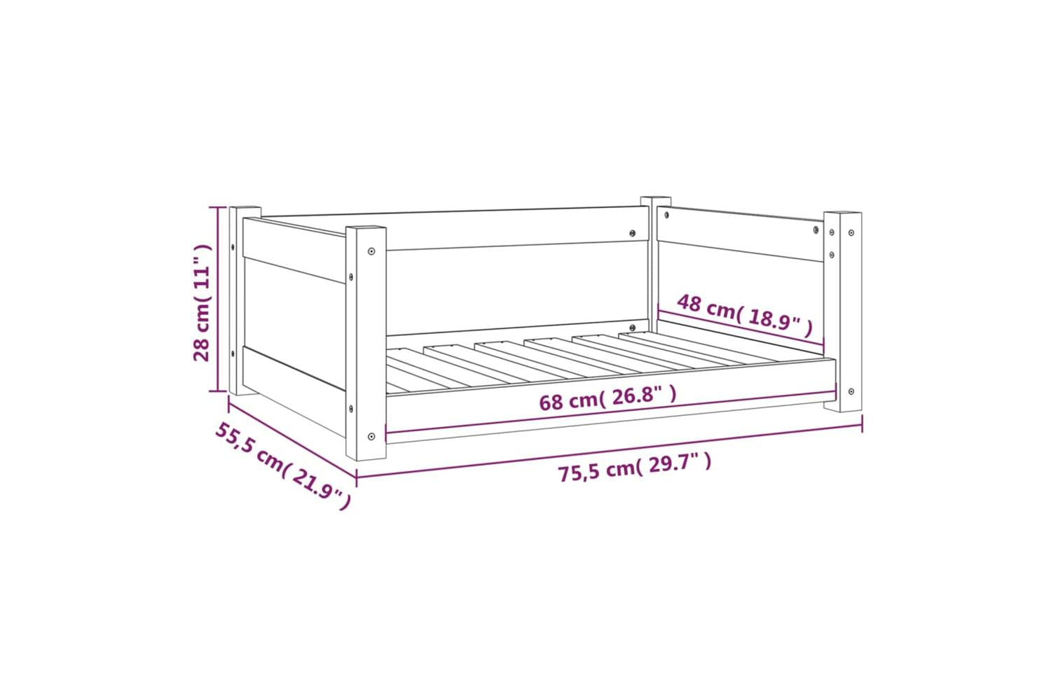 Dog Bed 755x555x28 Cm Solid Pine Wood-8
