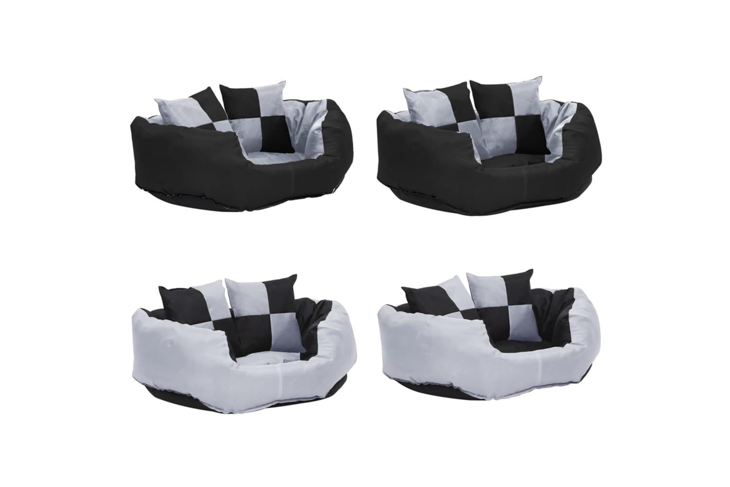 Reversible Washable Dog Cushion Grey And Black 65x50x20 Cm-7