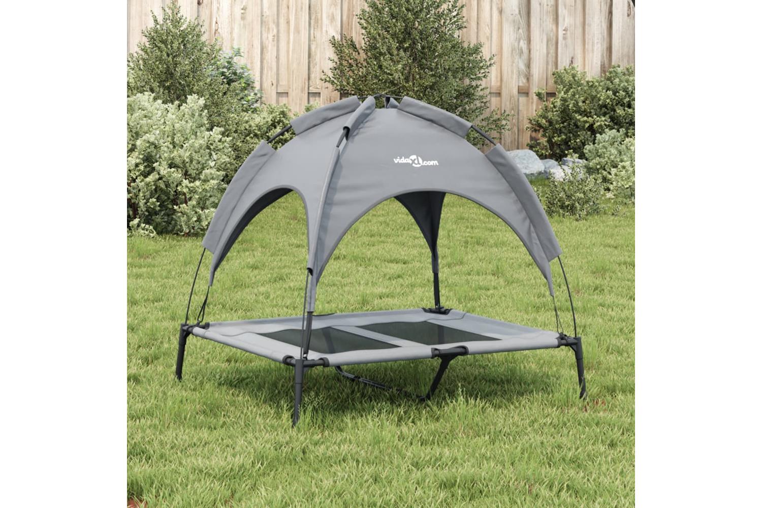 Dog Bed With Canopy Anthracite Oxford Fabric And Steel-3