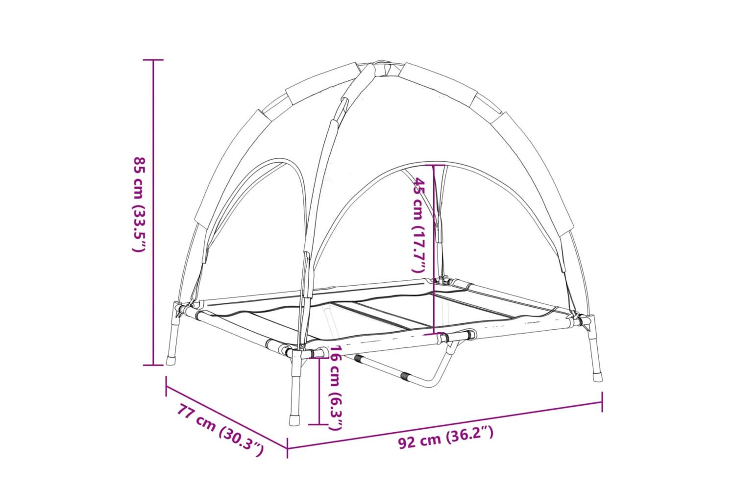 Dog Bed With Canopy Anthracite Oxford Fabric And Steel-9