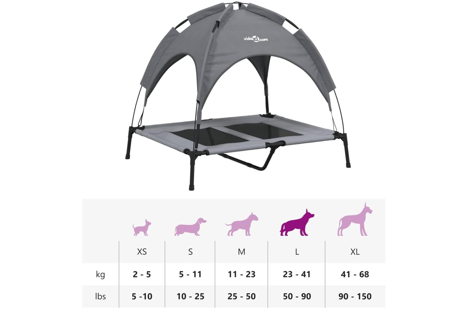 Dog Bed With Canopy Anthracite Oxford Fabric And Steel-10