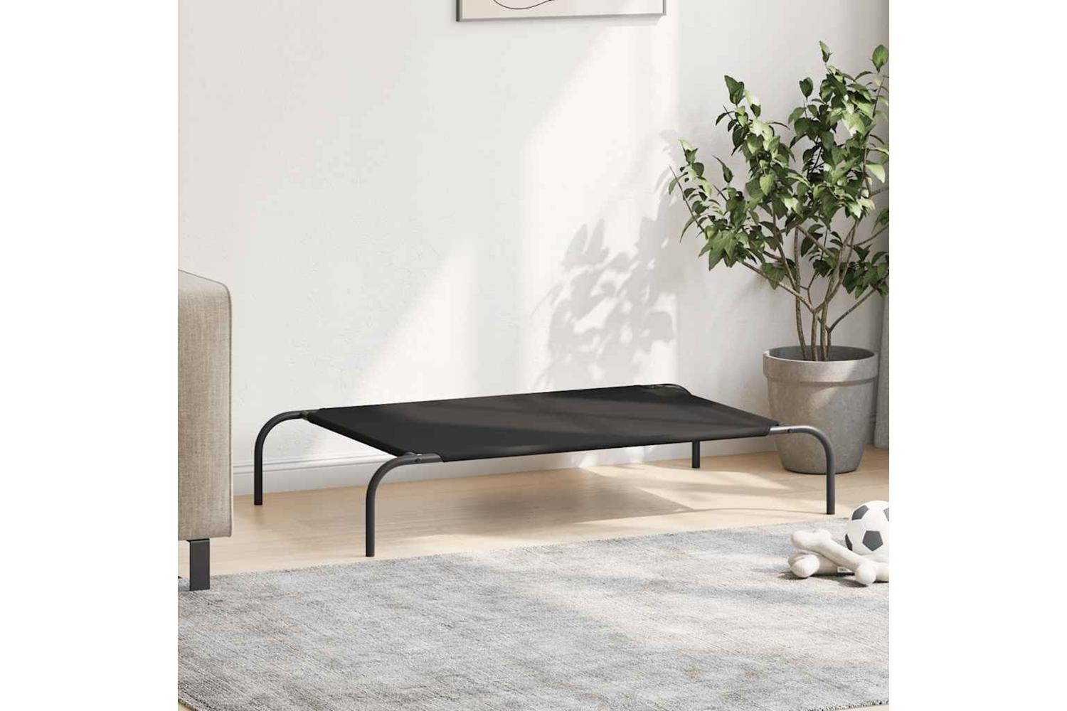 Elevated Dog Bed Black 110x65x20 Cm Oxford Fabric And Steel-3