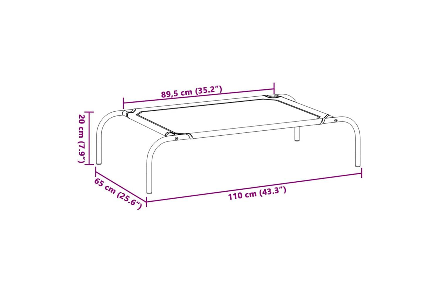 Elevated Dog Bed Black 110x65x20 Cm Oxford Fabric And Steel-8