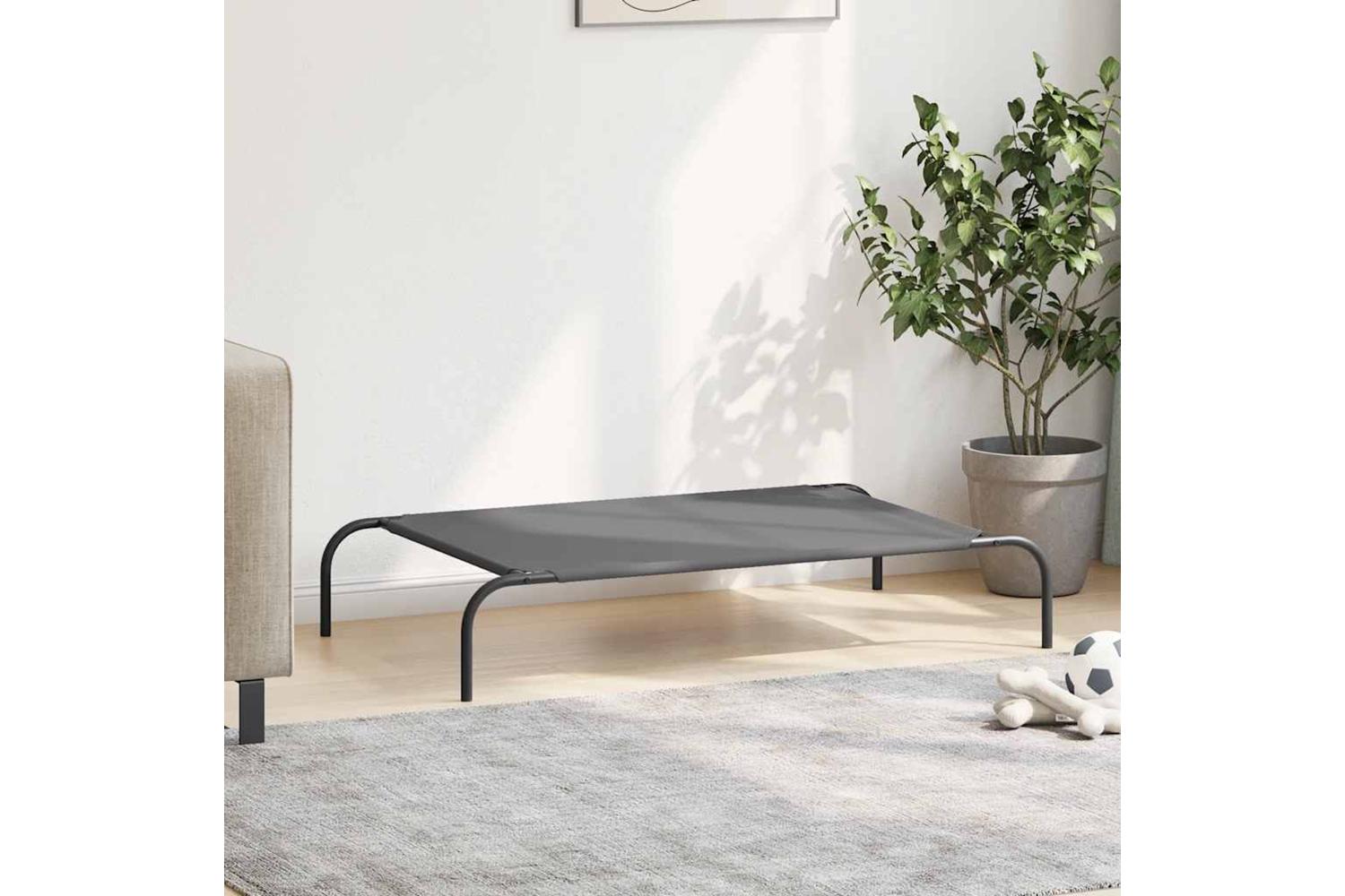 Elevated Dog Bed Grey 110x65x20 Cm Oxford Fabric And Steel-3