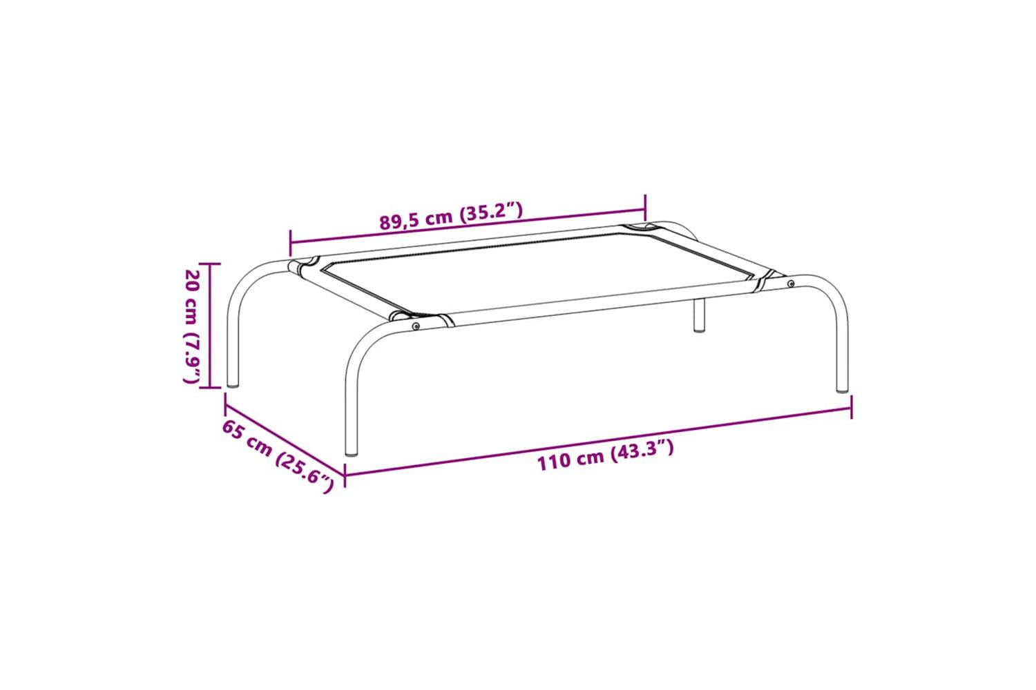 Elevated Dog Bed Grey 110x65x20 Cm Oxford Fabric And Steel-8