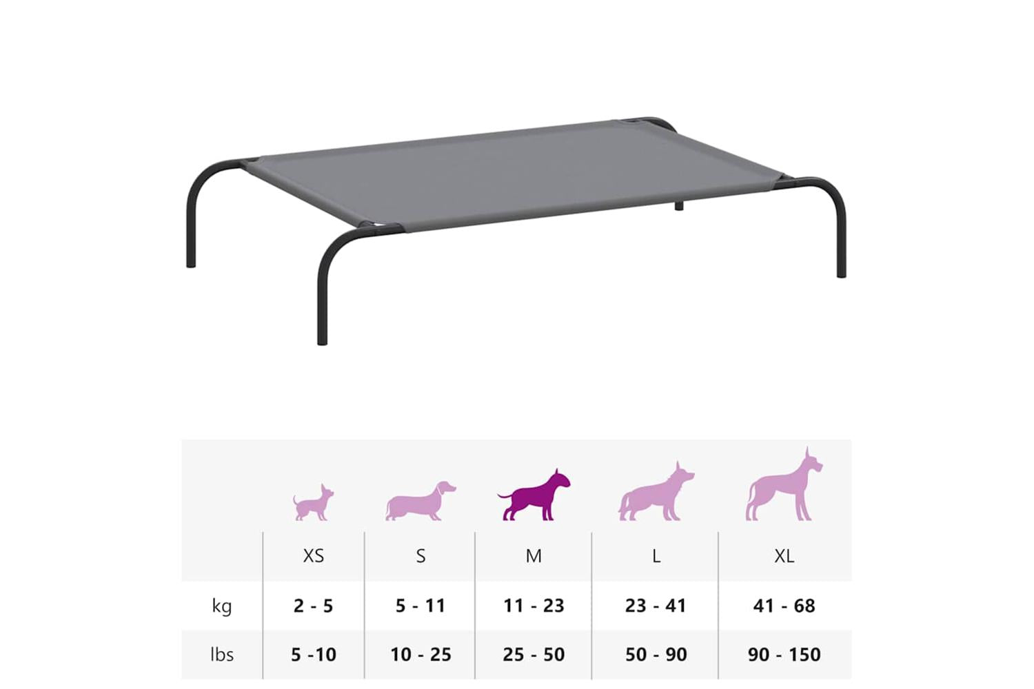 Elevated Dog Bed Grey 110x65x20 Cm Oxford Fabric And Steel-9