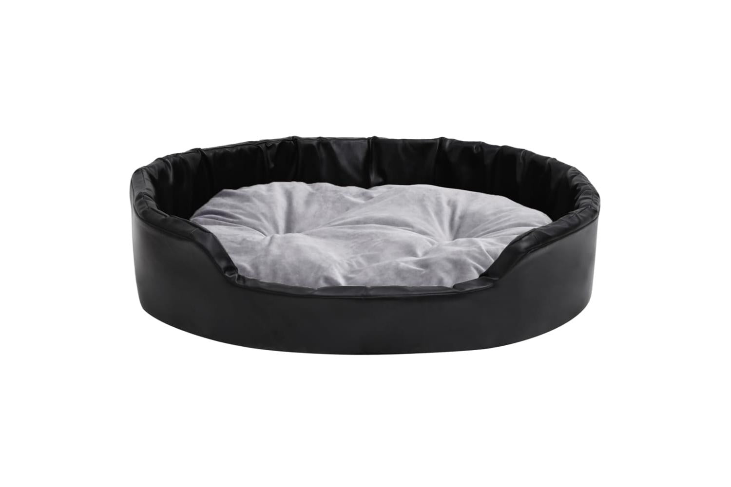 Dog Bed Black And Grey 90x79x20 Cm Plush And Faux Leather-3
