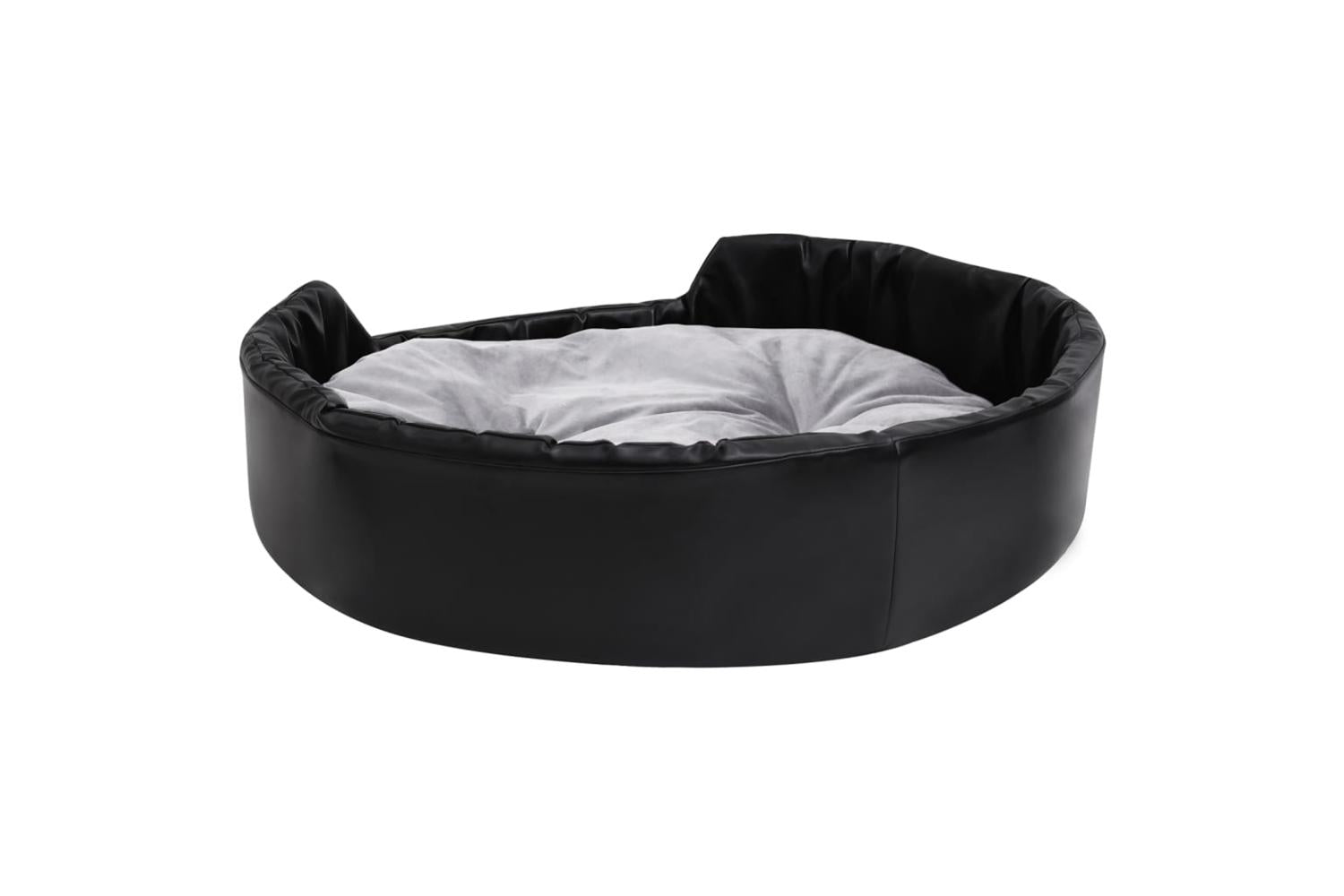 Dog Bed Black And Grey 90x79x20 Cm Plush And Faux Leather-5