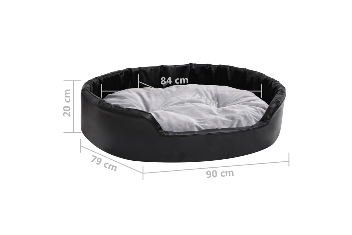 Dog Bed Black And Grey 90x79x20 Cm Plush And Faux Leather-8