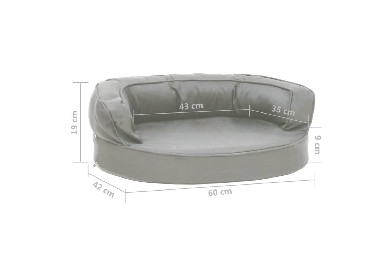 Ergonomic Dog Bed Mattress 60x42 Cm Linen Look Grey-7