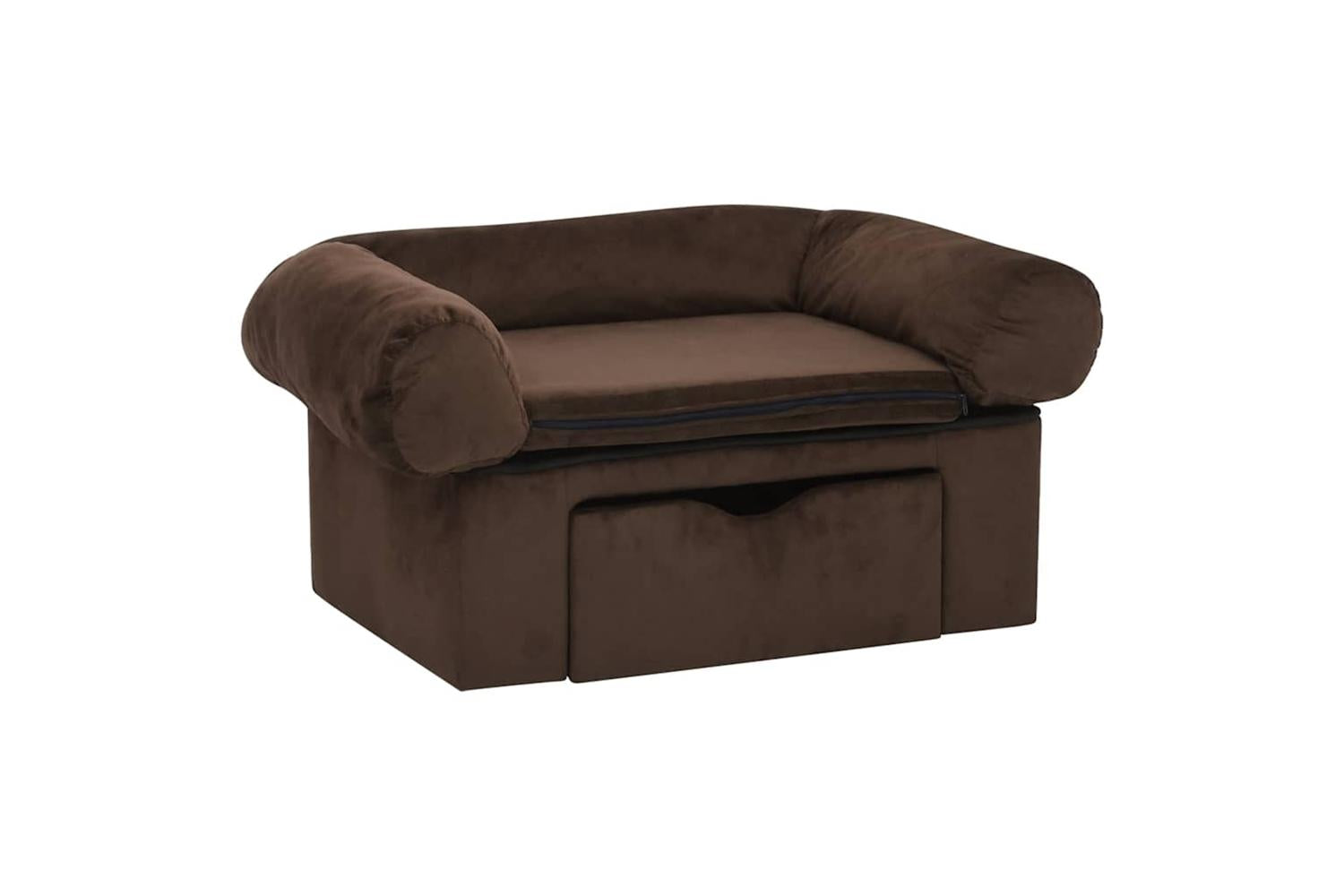 Dog Sofa With Drawer Brown 75x50x38 Cm Plush-2