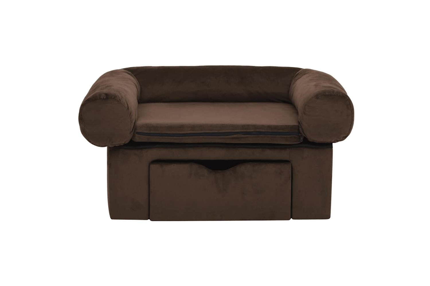 Dog Sofa With Drawer Brown 75x50x38 Cm Plush-3