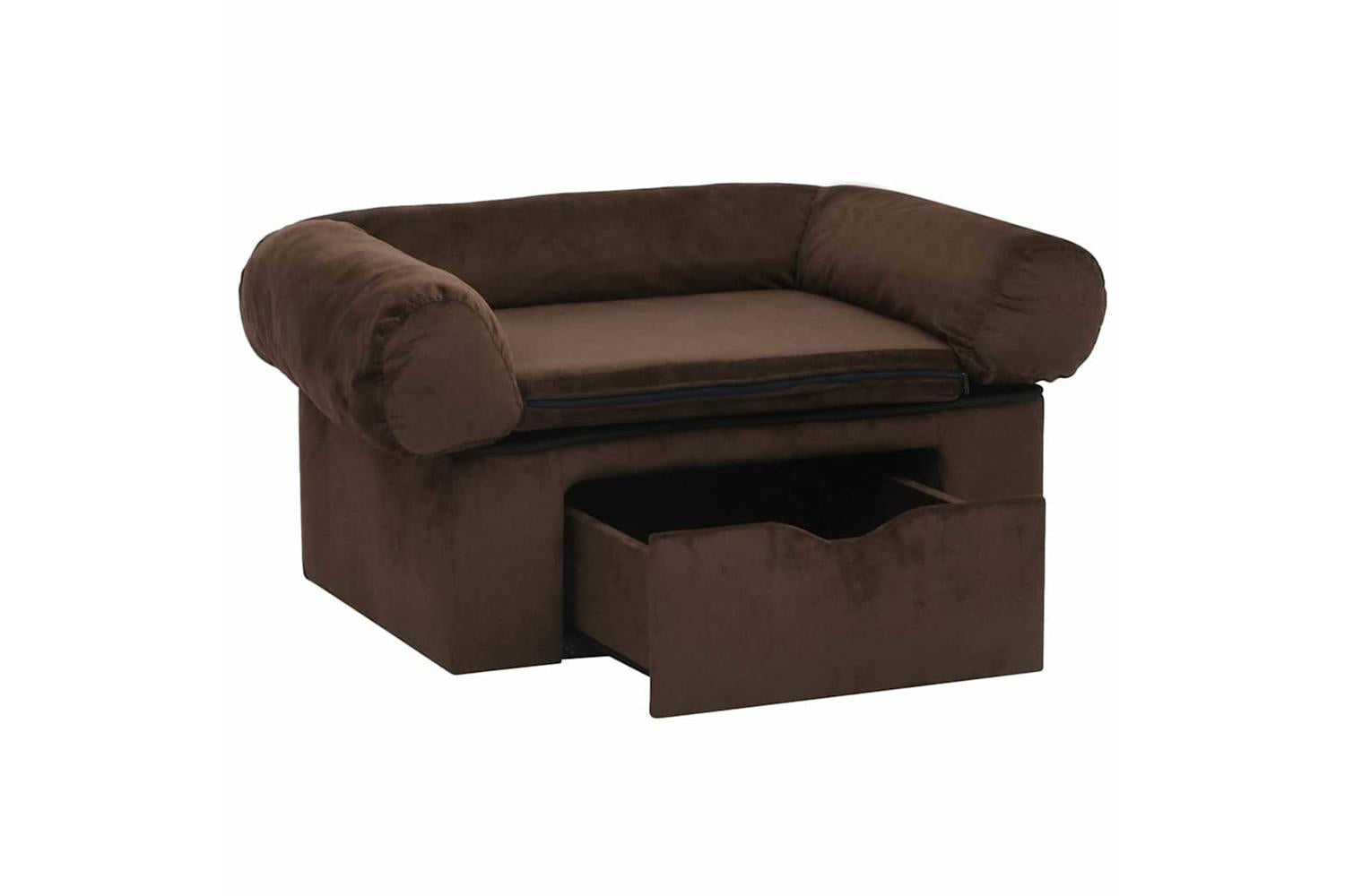 Dog Sofa With Drawer Brown 75x50x38 Cm Plush-4