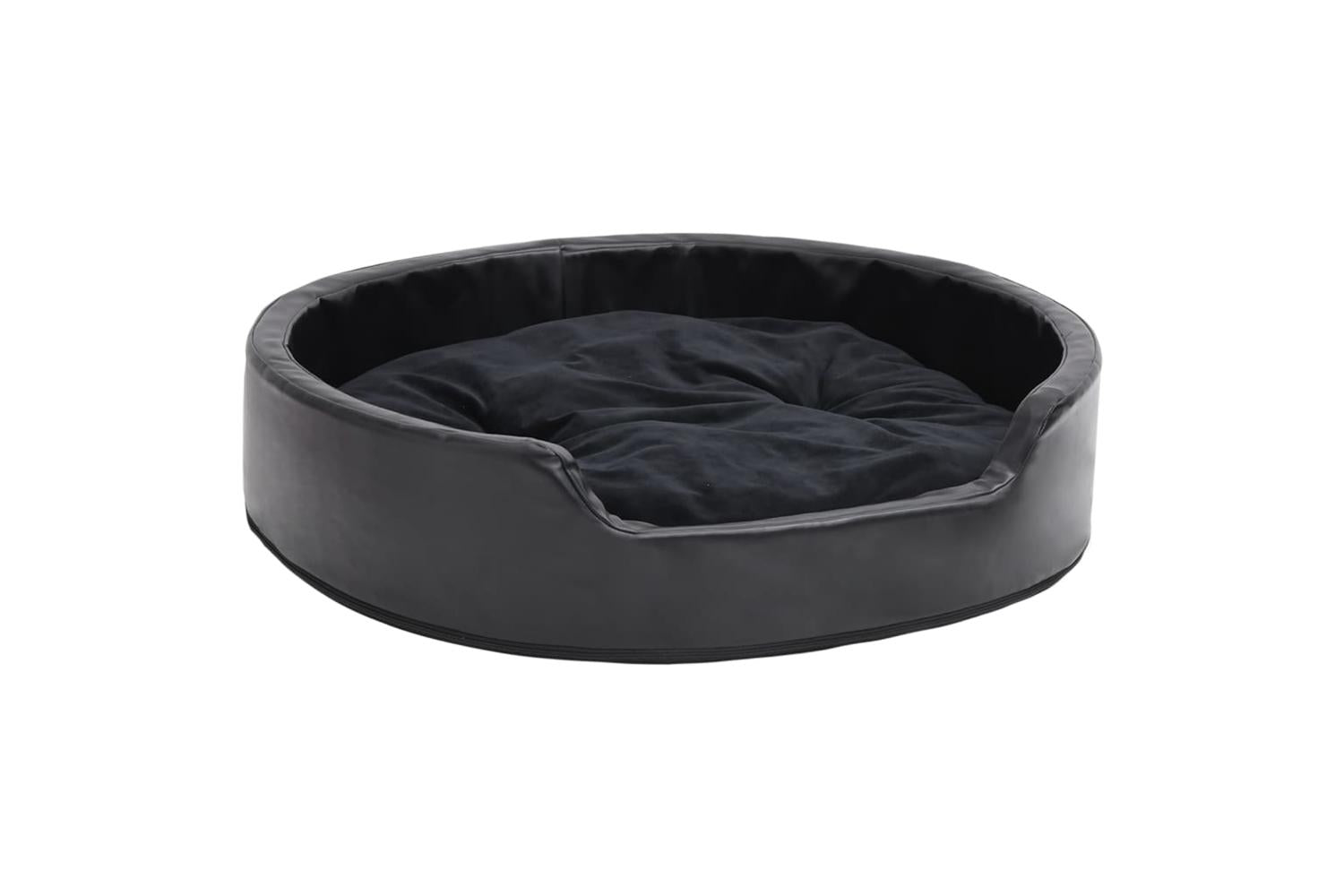 Dog Bed Black 79x70x19 Cm Plush And Faux Leather-2