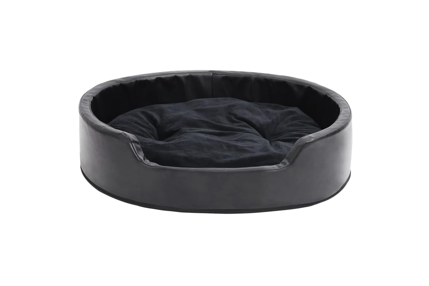 Dog Bed Black 79x70x19 Cm Plush And Faux Leather-3