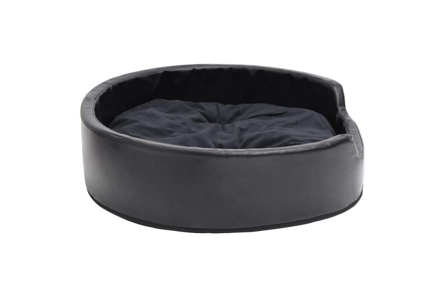 Dog Bed Black 79x70x19 Cm Plush And Faux Leather-4