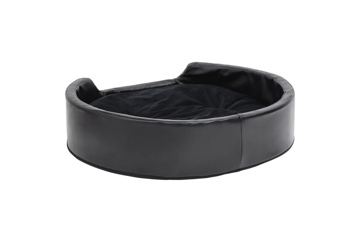 Dog Bed Black 79x70x19 Cm Plush And Faux Leather-5