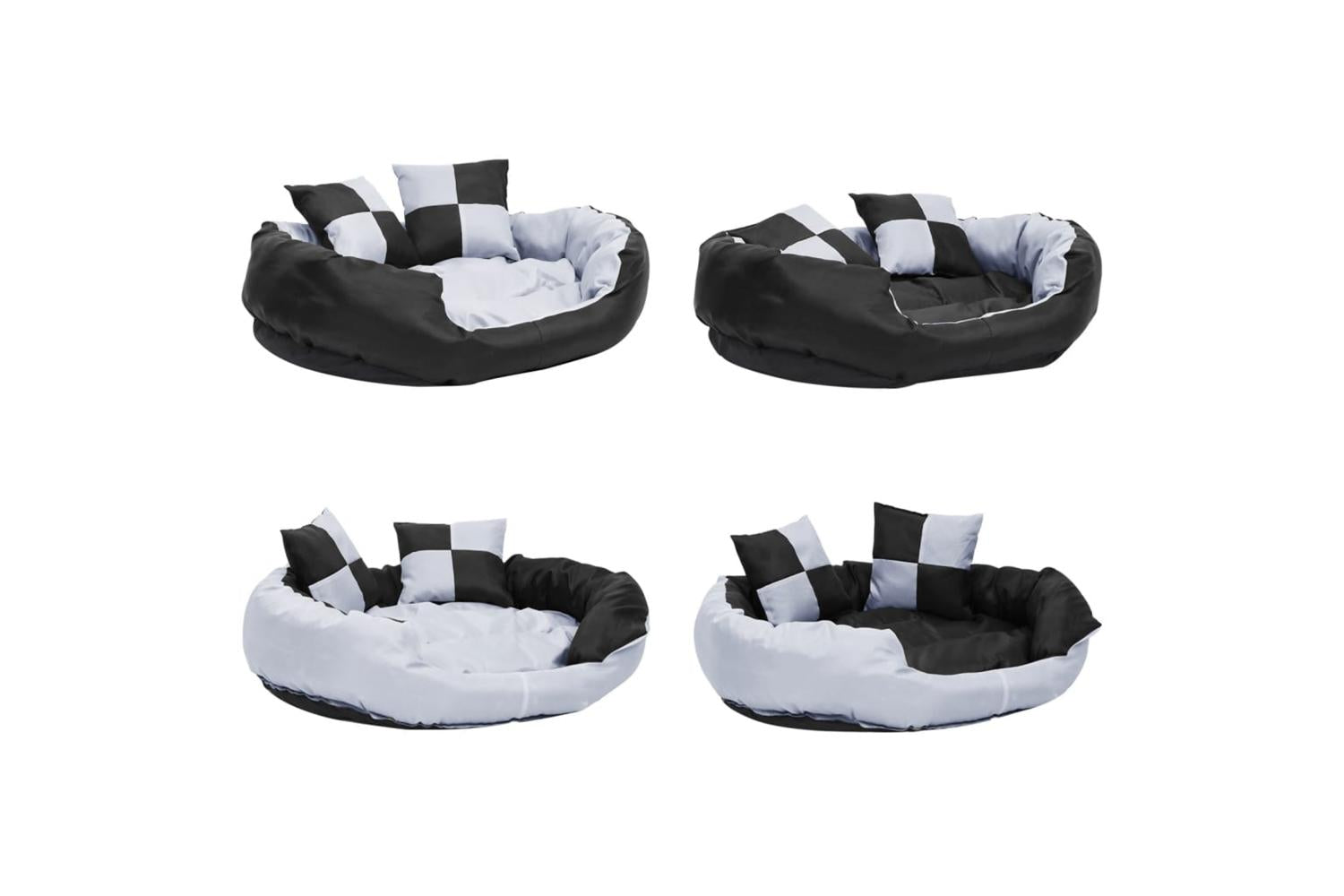 Reversible Washable Dog Cushion Grey And Black 85x70x20 Cm-9