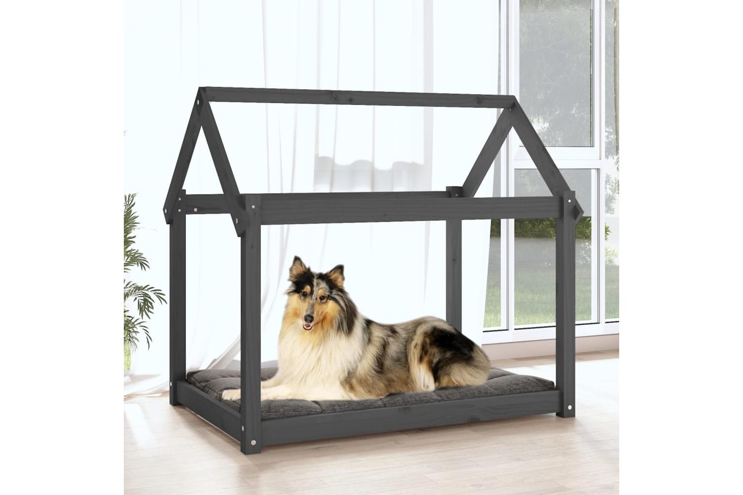 Dog Bed Grey 101x70x90 Cm Solid Wood Pine-3