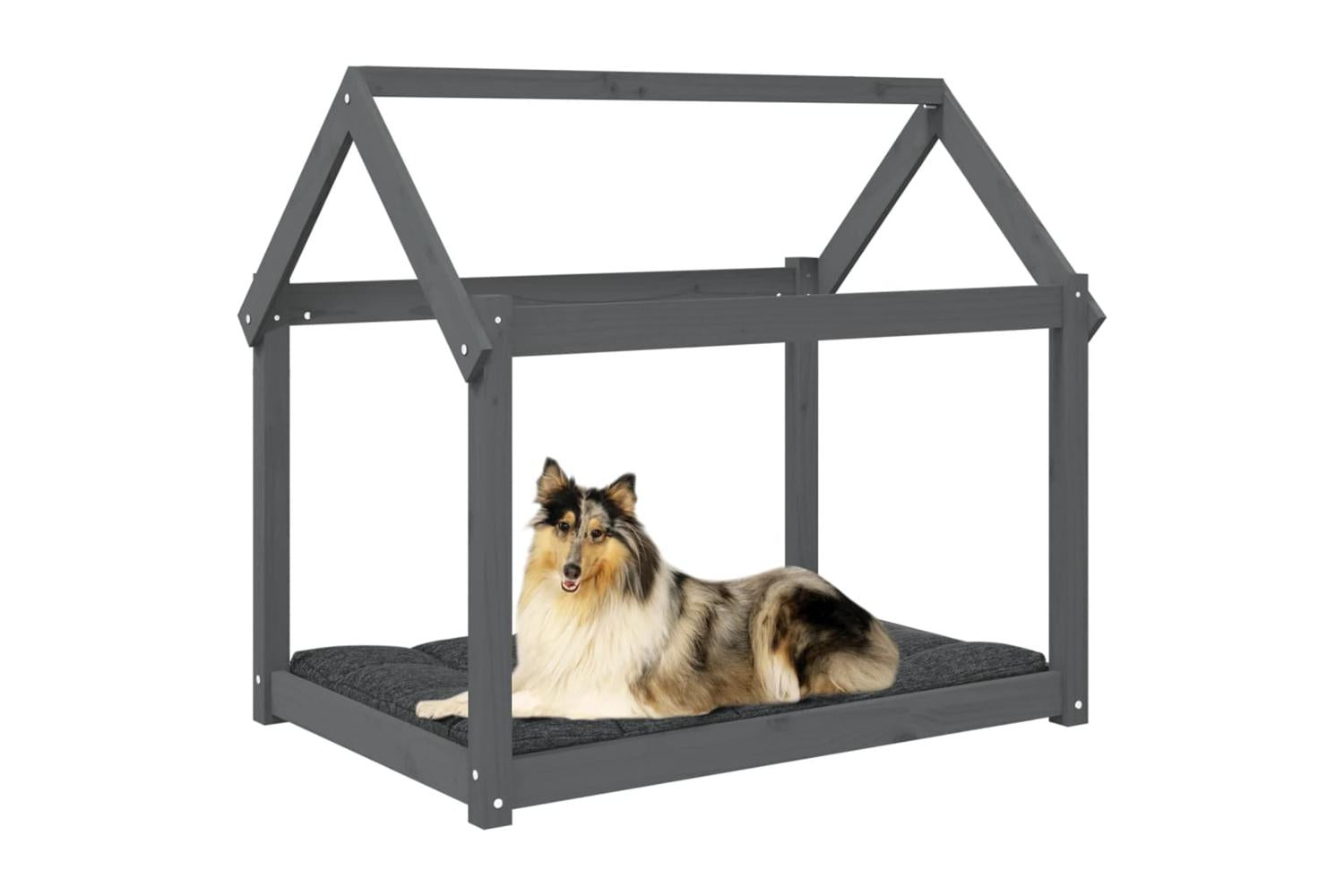 Dog Bed Grey 101x70x90 Cm Solid Wood Pine-4