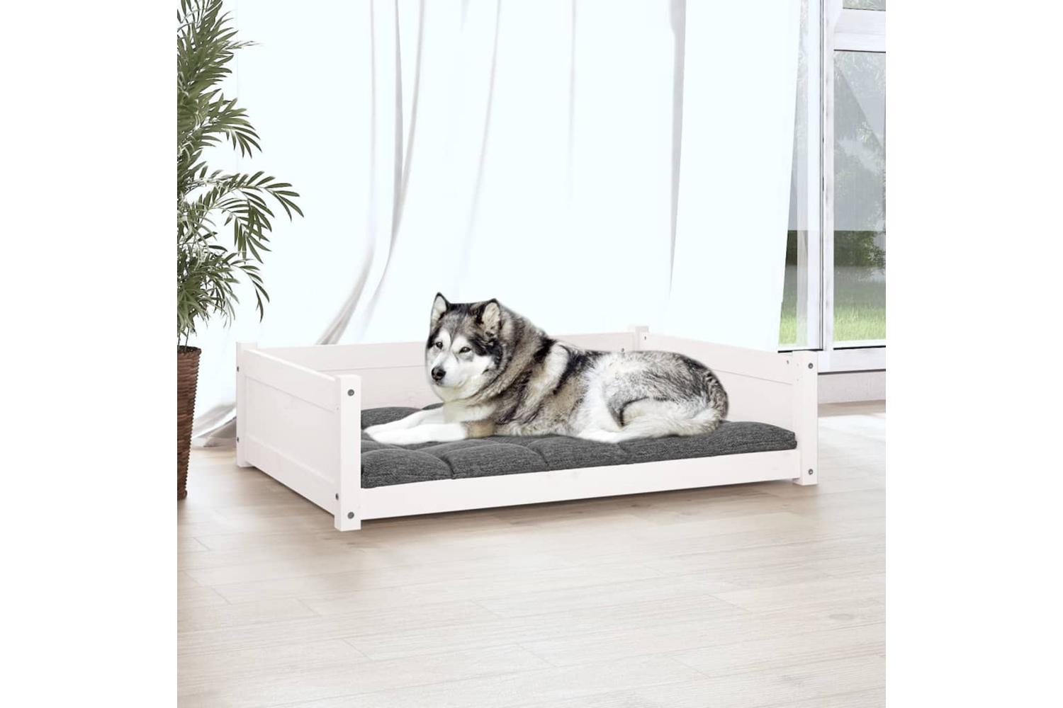 Dog Bed White 1055x755x28 Cm Solid Pine Wood-3