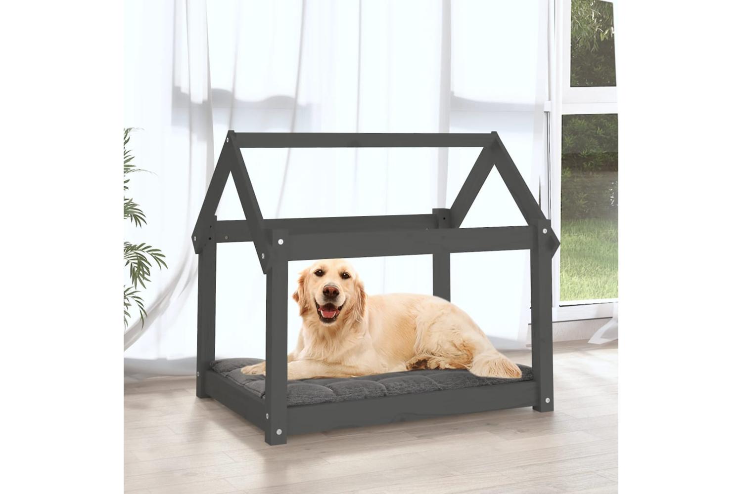 Dog Bed Grey 81x60x70 Cm Solid Wood Pine-3